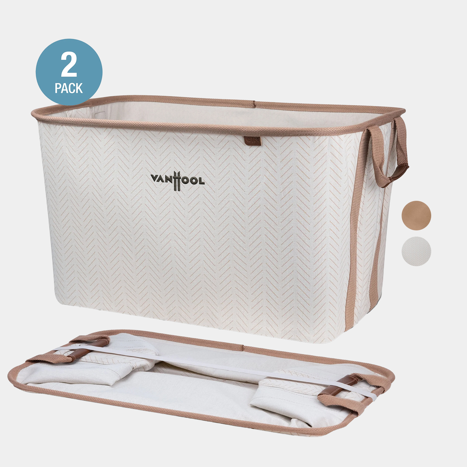 CleverMade® 2-PACK Premium Collapsible Laundry Basket LUXE