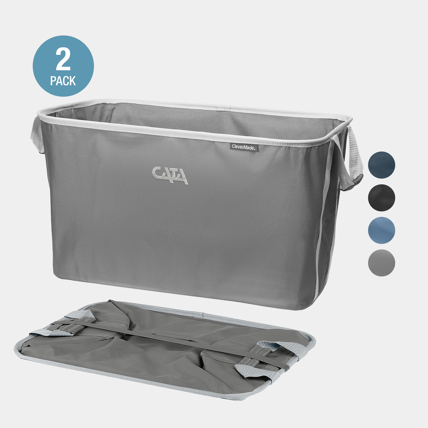 CleverMade® 2-PACK Structured Collapsible Laundry Basket w/ Handles