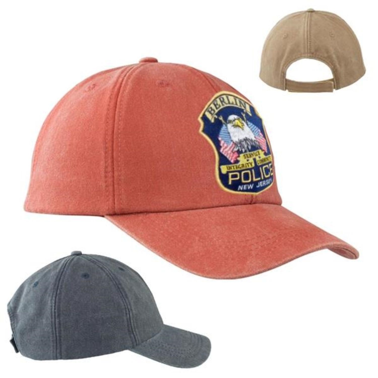 Washed Cotton Embroidered Baseball Caps w/ Adjustable Closure
