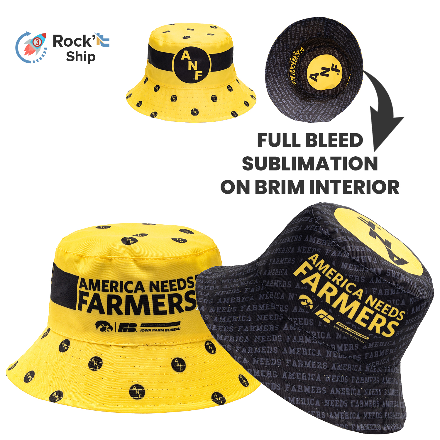 Rock'it 3-Day Reversible Bucket Hats w/ Dye-Sublimation on Both Sides