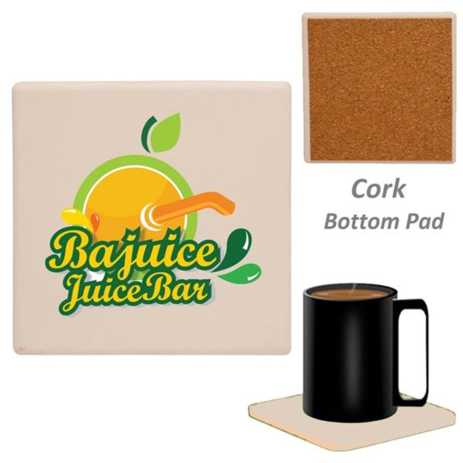 4" Square Ceramic Coaster w/ Custom Imprint