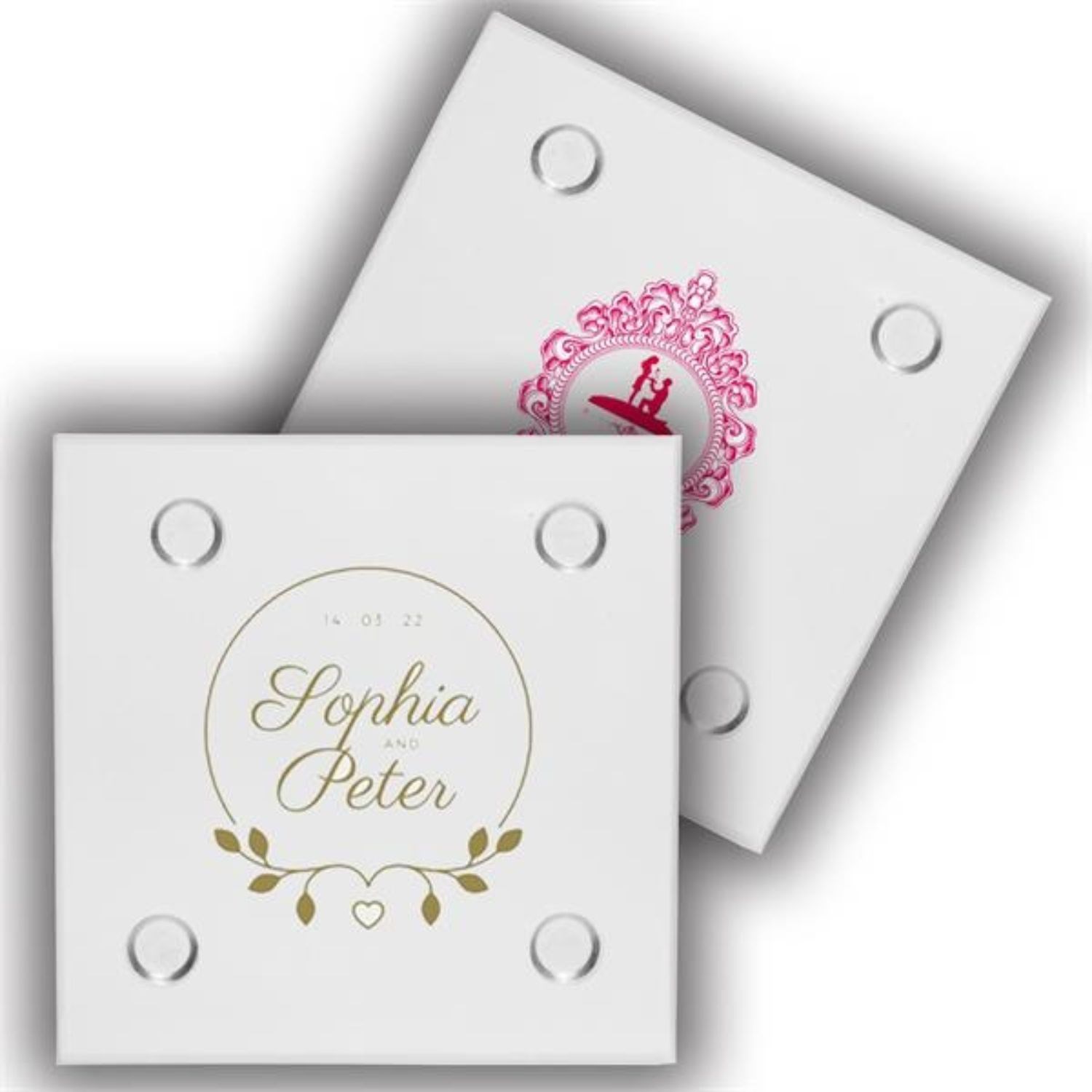 4" Square Glass Clear Coasters w/ Custom Imprint