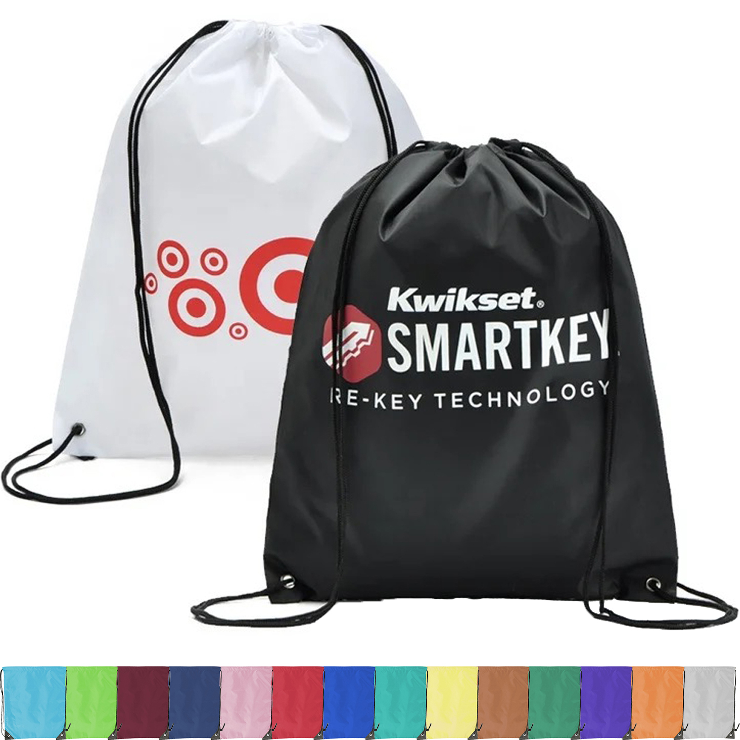 Premium 210D Polyester Drawstring Backpack, Cinch Sports Bag (15"x18")