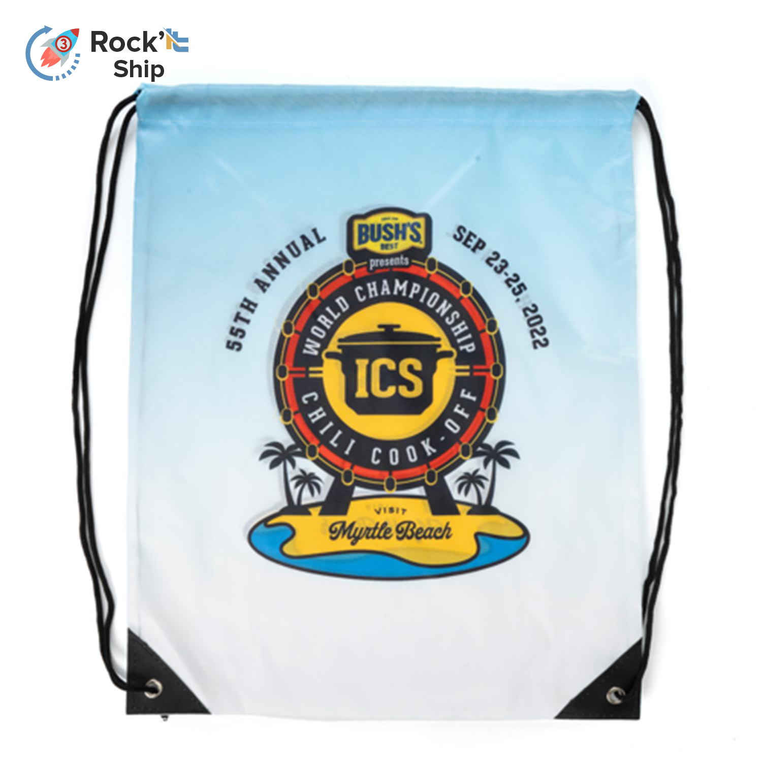 Rock'it 3-Day Premium 210D Sublimated Drawstring Cinch Up Backpack (15" x 18")