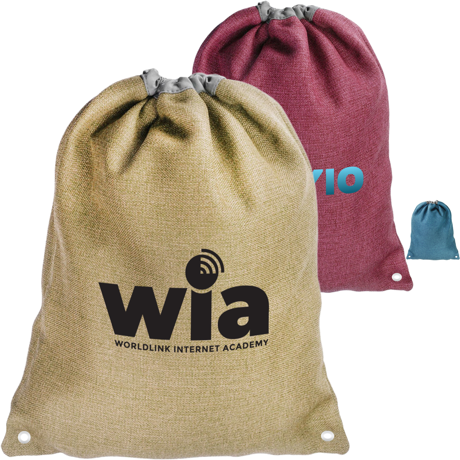 Linen Cromwell Drawstring Backpacks