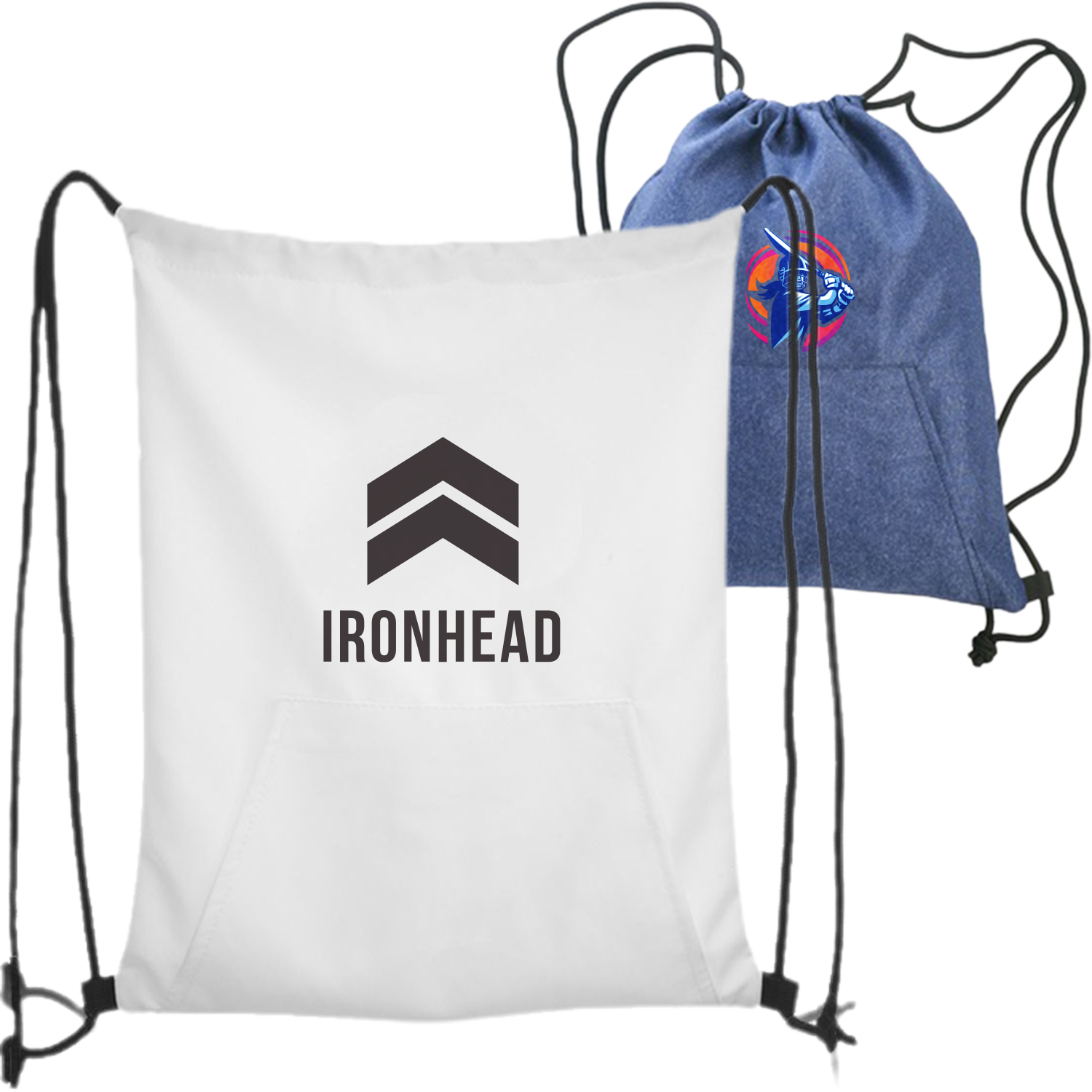 Jersey Drawstring Bag Front Pocket Sports Backpacks