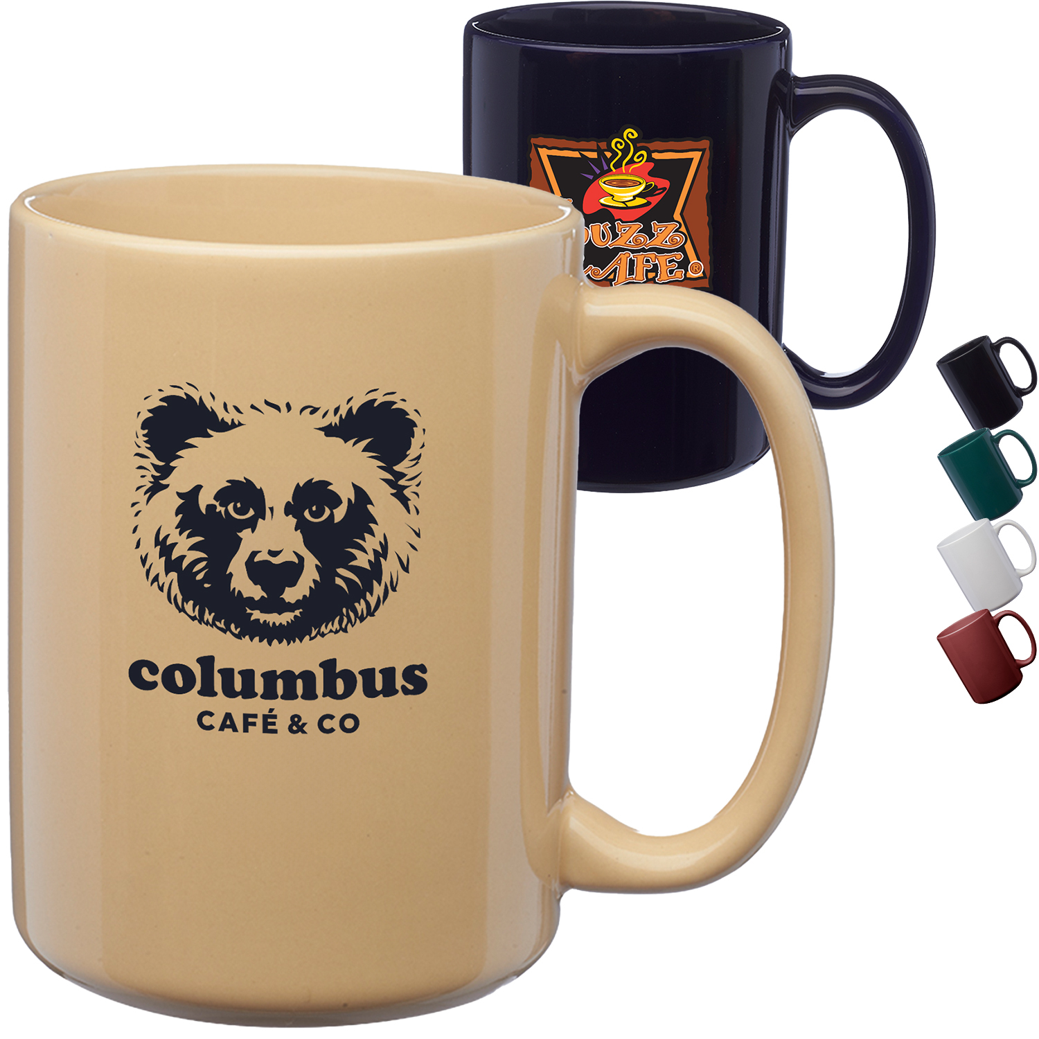 15 oz Large Classic Ceramic Coffee Mug w/Custom Imprint