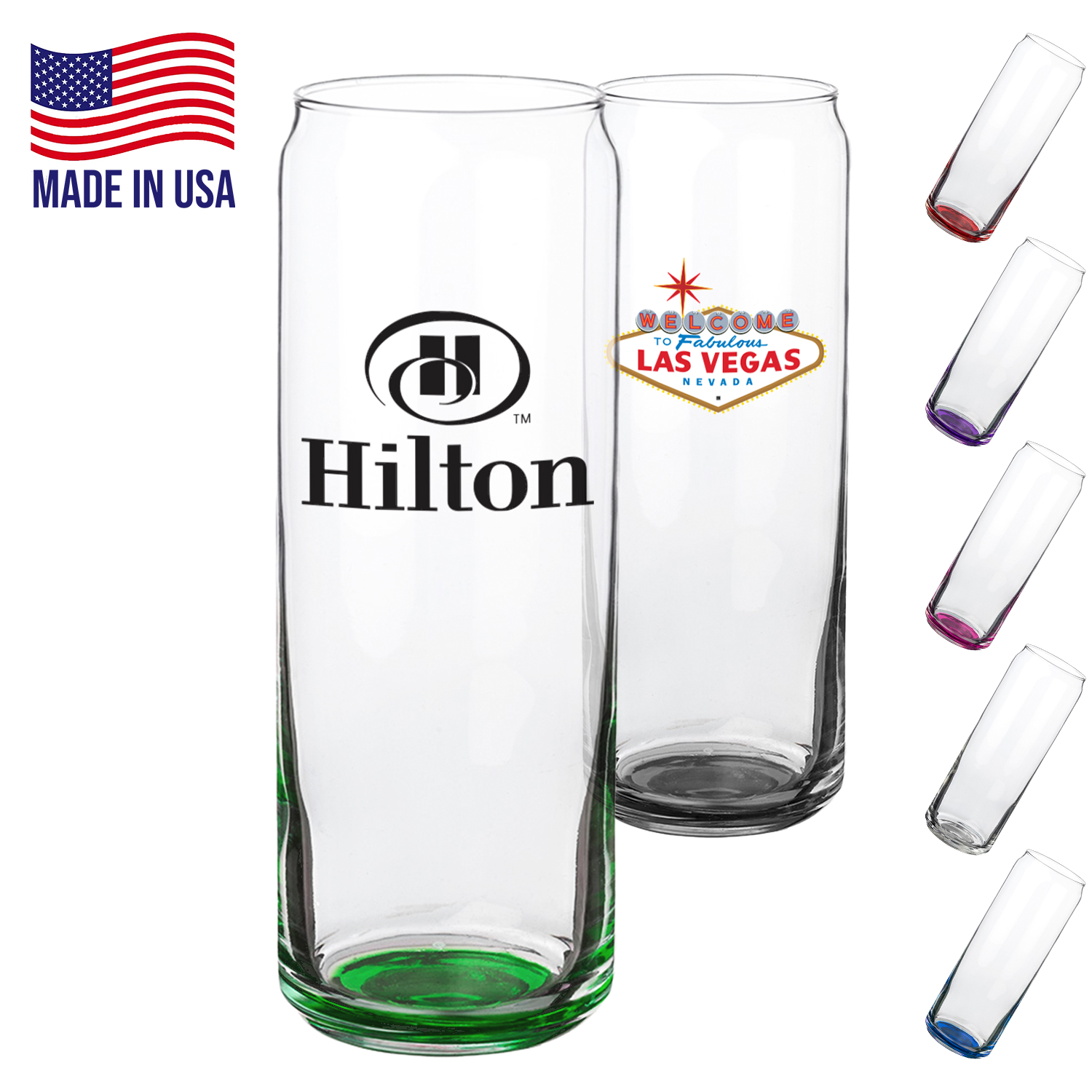 USA Made Slim Can Glasses 12 oz.