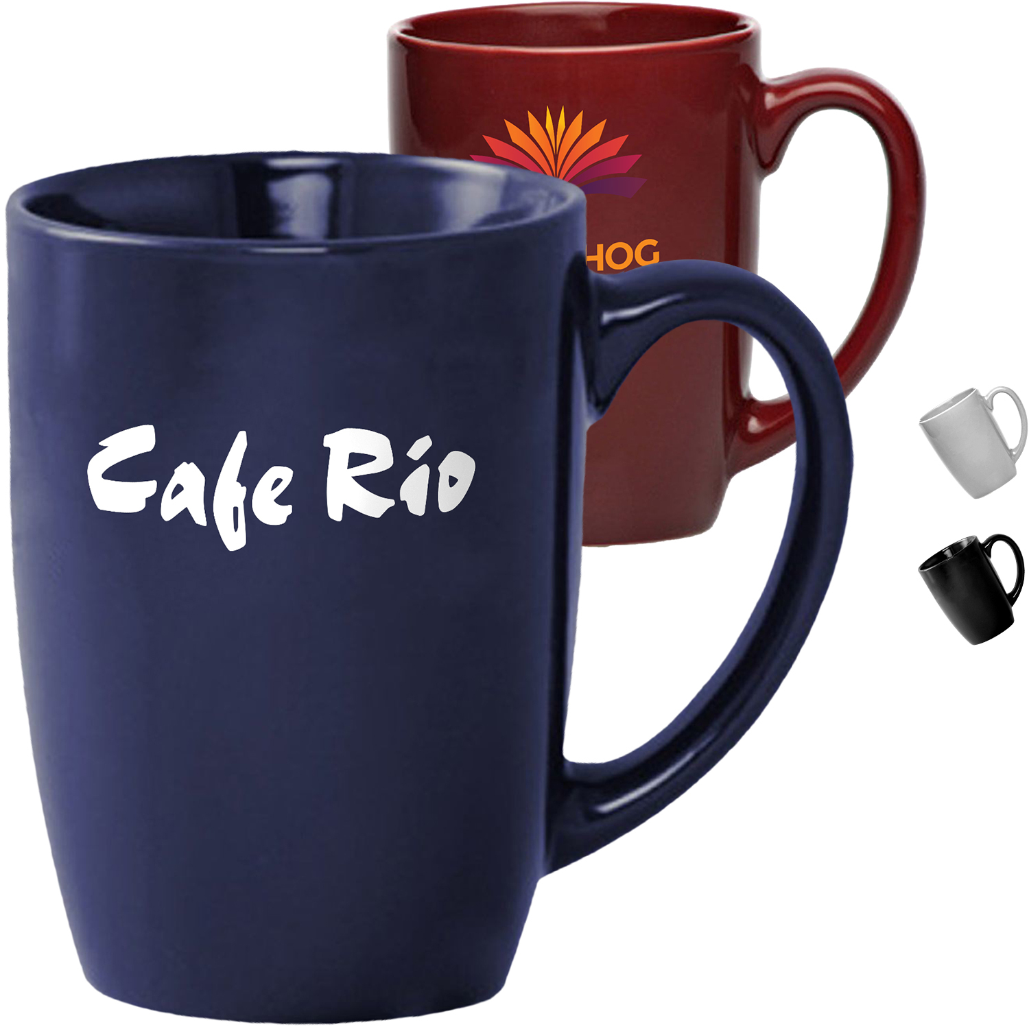 16 oz Large Glossy Ceramic Coffee Mug w/ Custom Logo