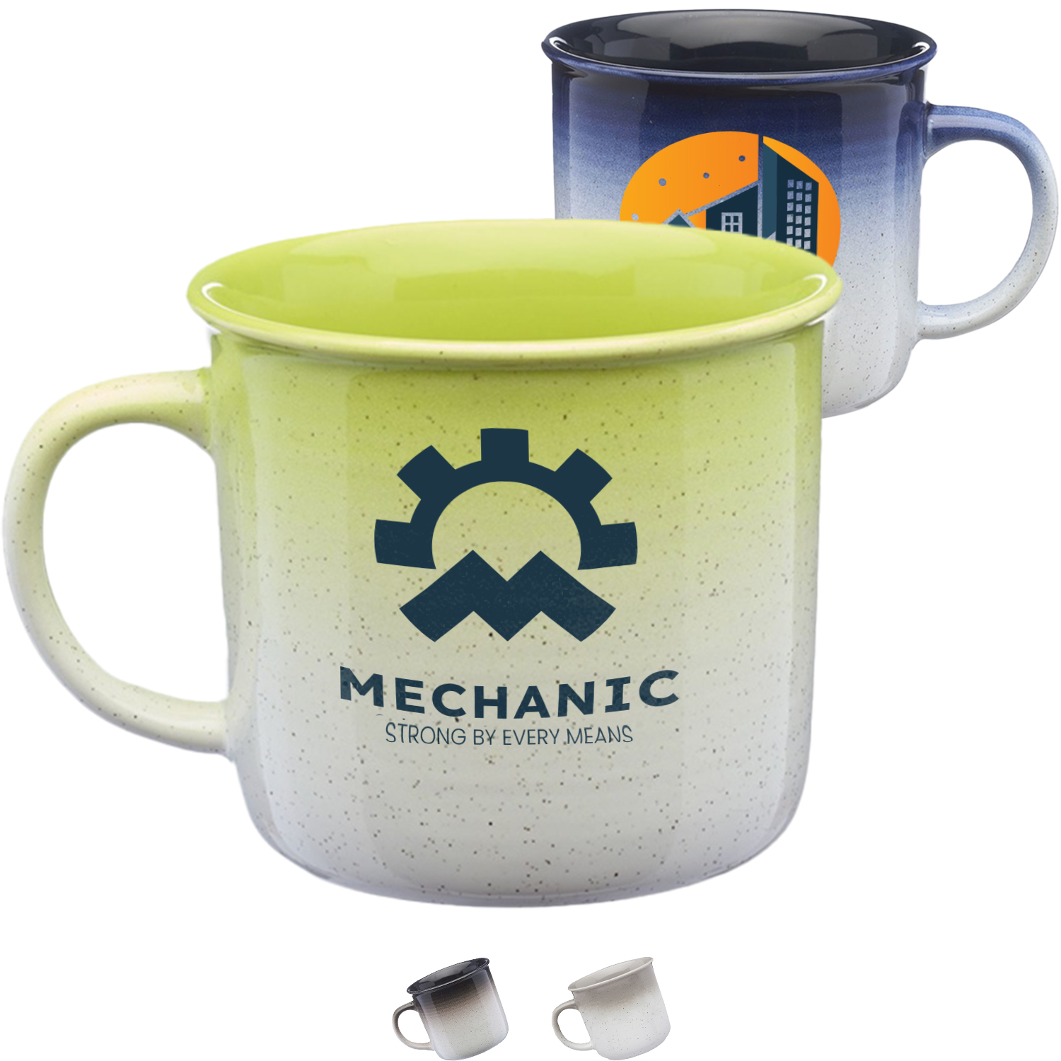 14 oz. Campire Gradient Ceramic Coffee Mugs w/ Flared Top