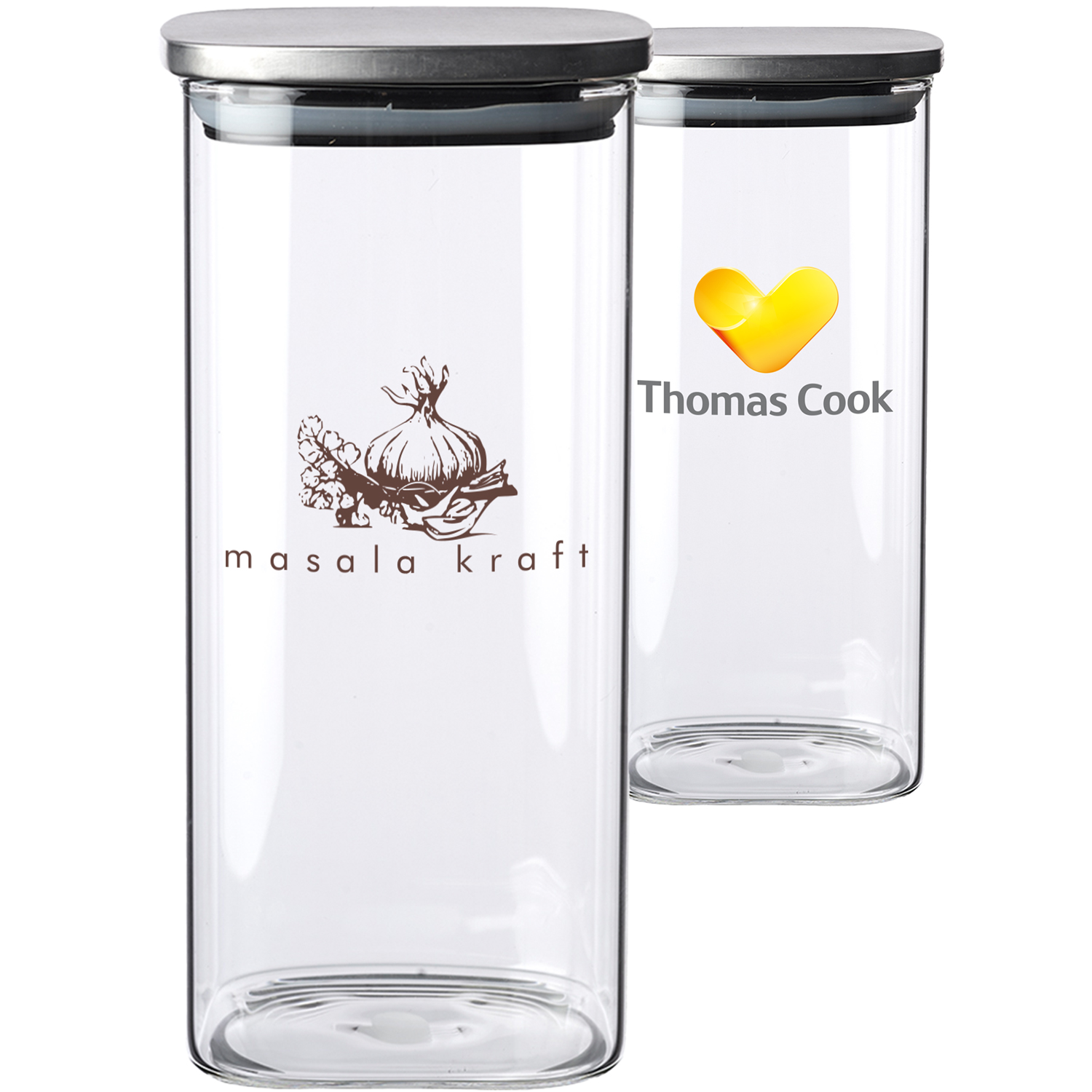 Meridian Glass Storage Square Jars, 54 oz.