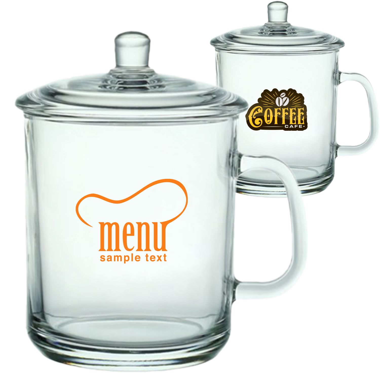 15 oz. Custom Glass Tea Cups w/ Lids