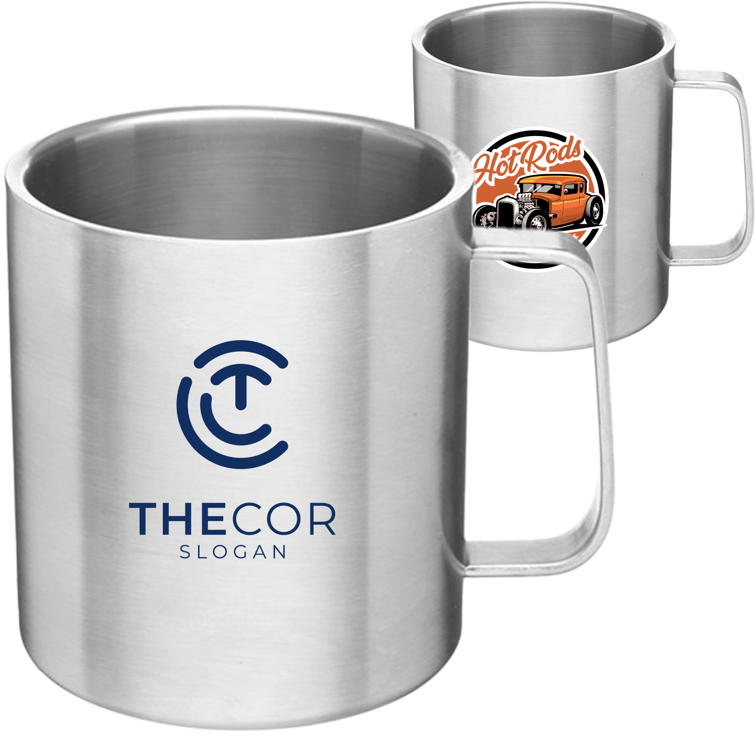 15 oz. Malva Double Wall Stainless Steel Mugs With Handle