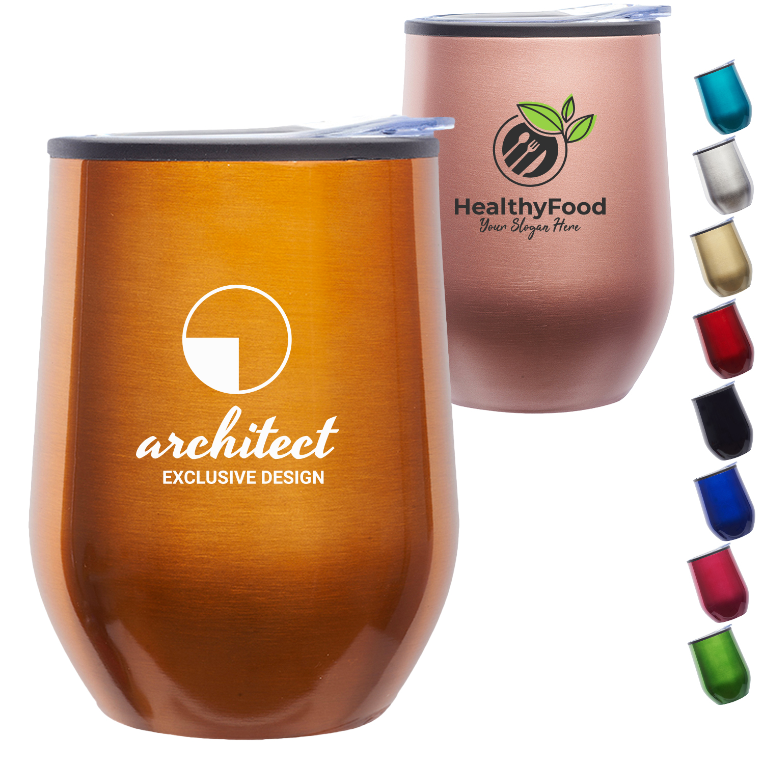 12 oz. Shelby Stemless Glasses W/ Convenient Lid