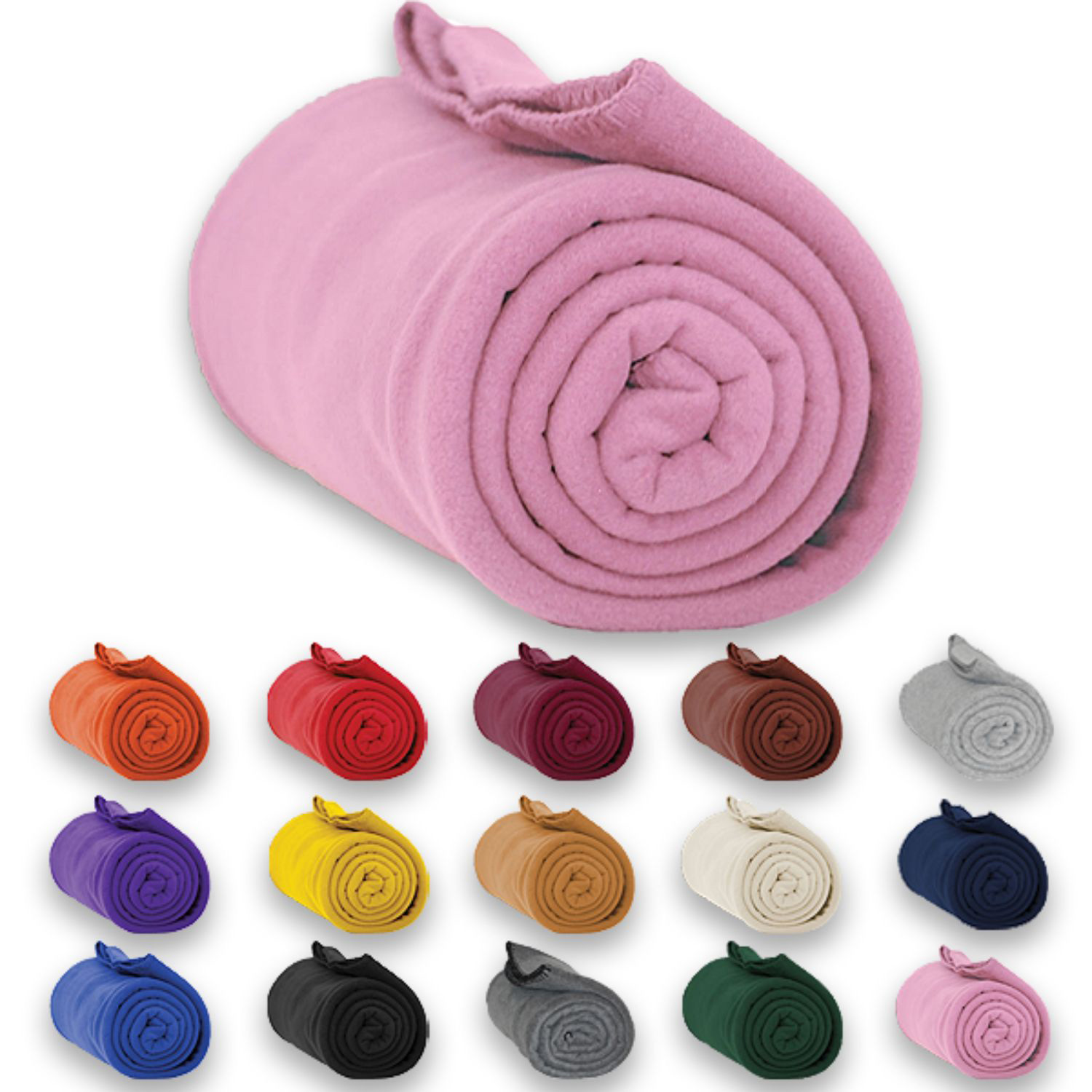 ROLL UP FLEECE BLANKET 50" X 60" W/ MATCHING WHIPSTITCH