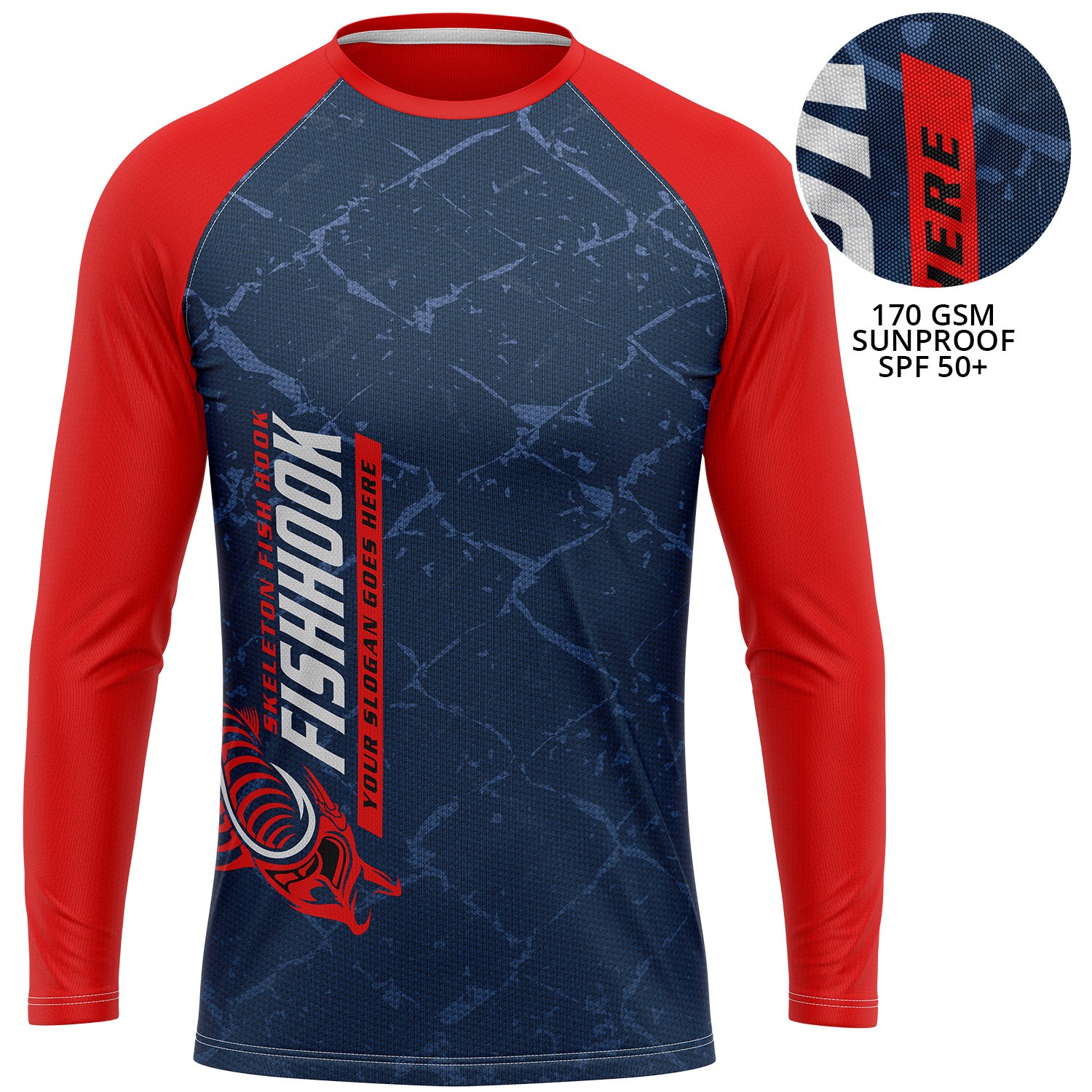 Unisex 170 GSM Sunproof SPF 50+ Sublimation Long Sleeve  Fishing T Shirt