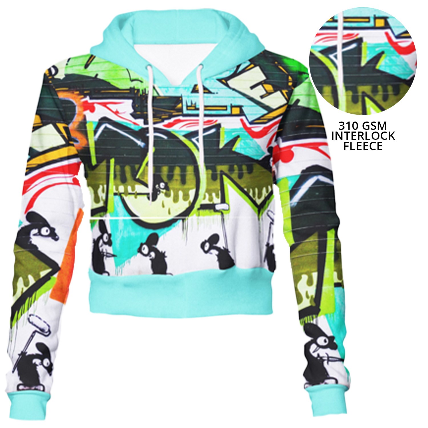 Women's 310 GSM Interlock Fleece Full Color Sublimation Midriff Hoodies