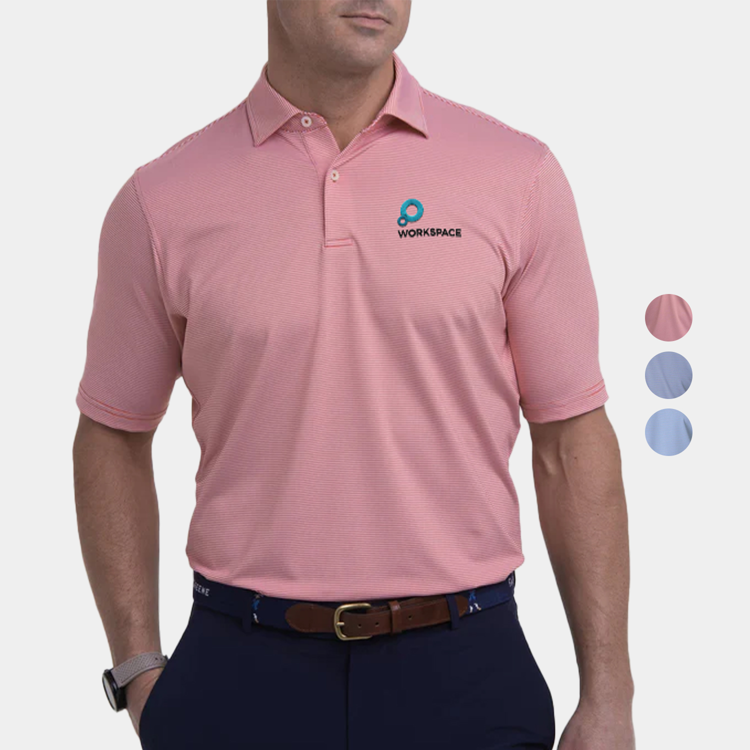 Fairway & Greene® Mini Stripe Golf Polo with UPF 50+ Protection