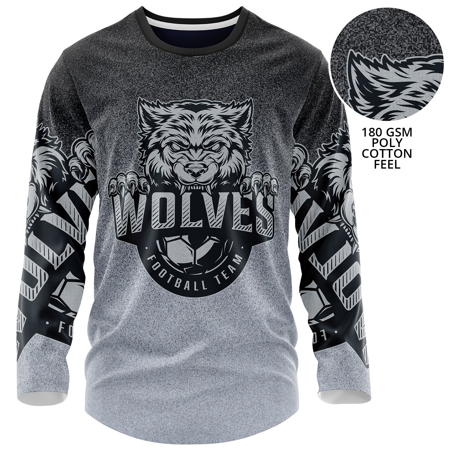 Unisex 180 GSM Cotton Feel Jersey Knitted Sublimation Long Sleeve T-shirt