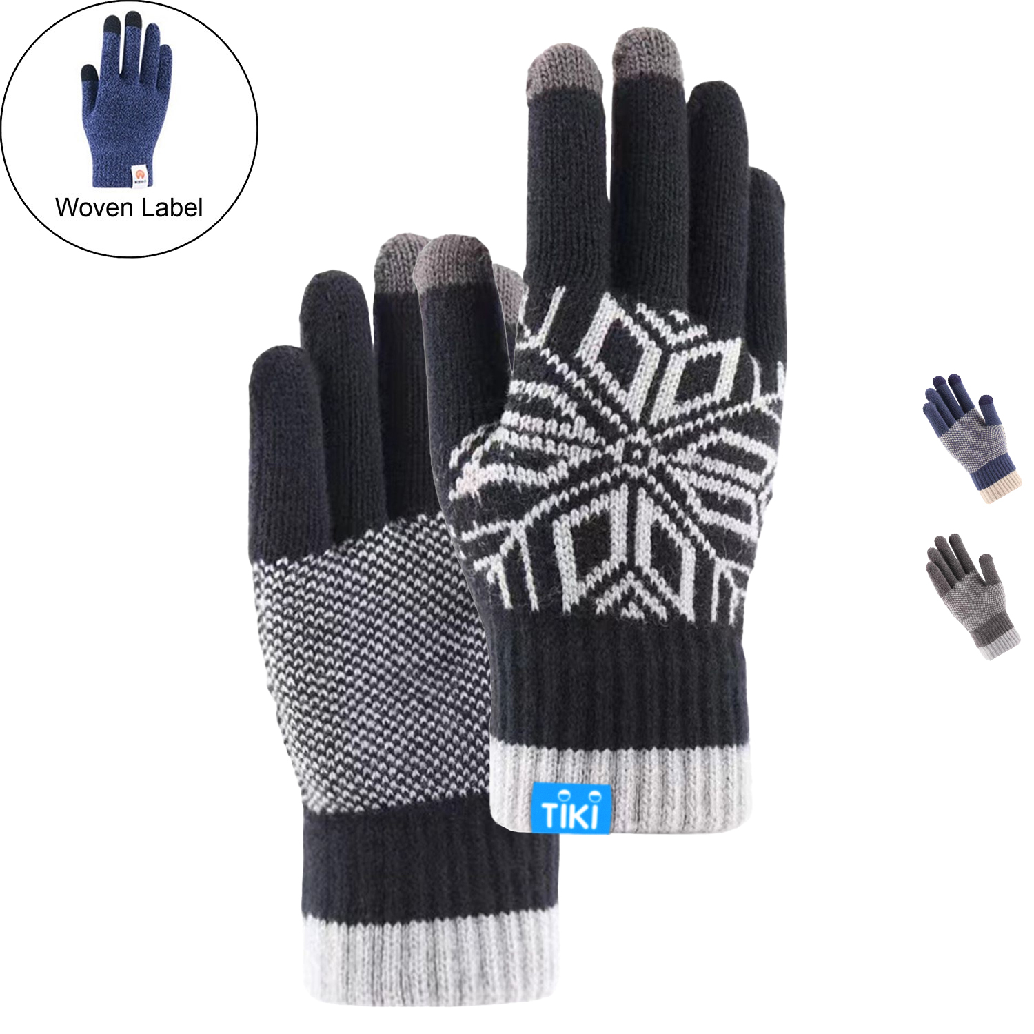 Cold Resistance Adult Male Gloves w/ 3 Finger Touch
