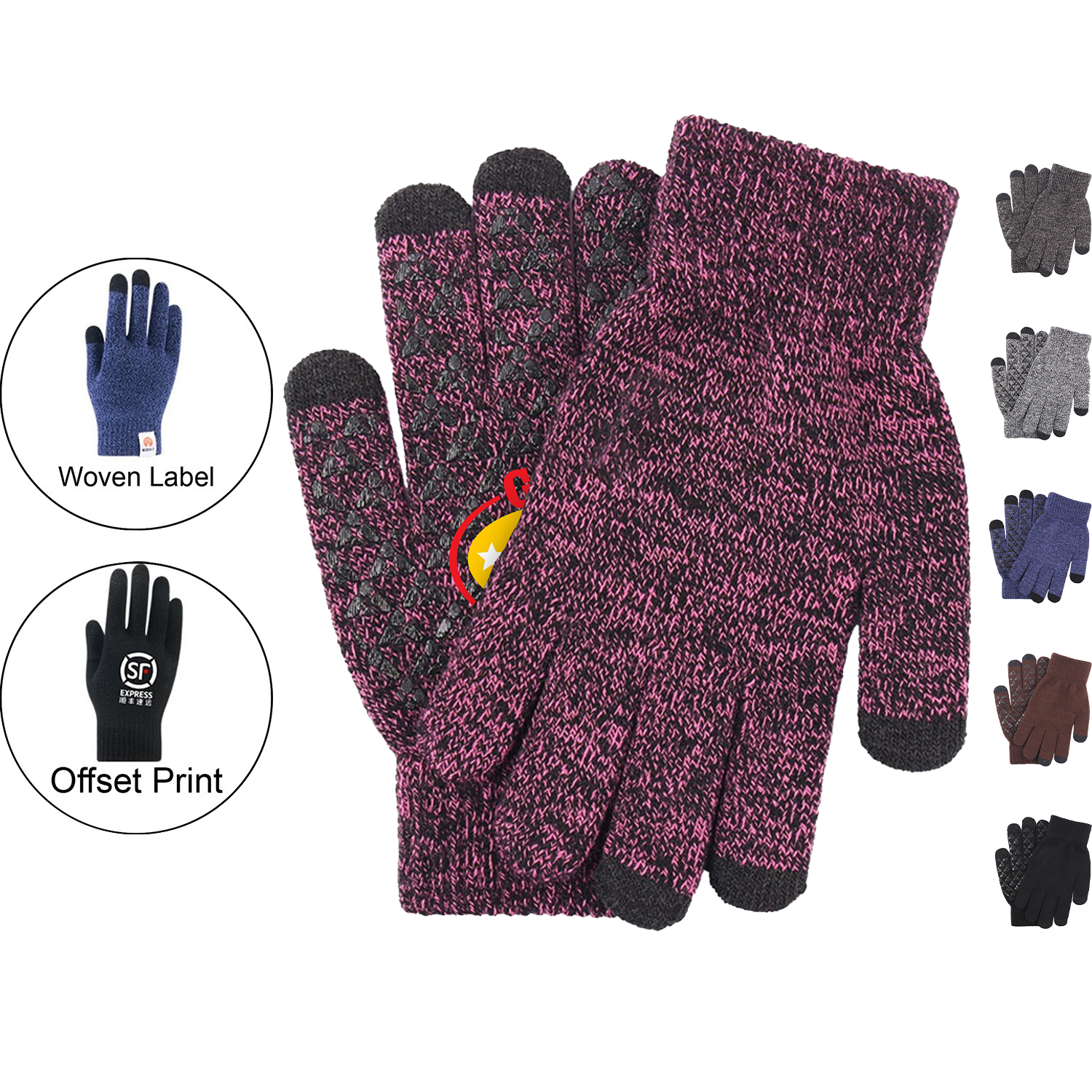 Non-slip Gloves w/ 3 Finger Touch