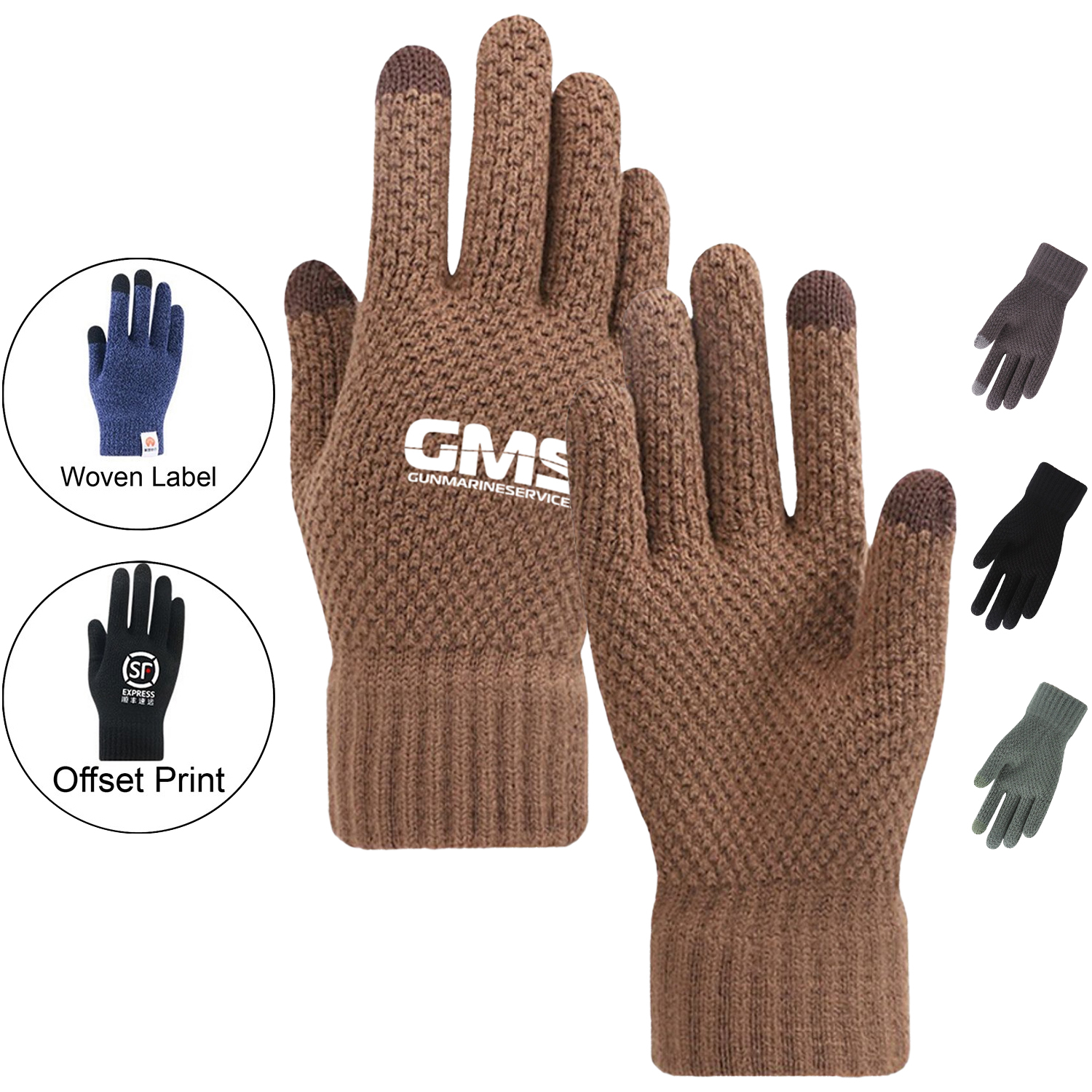 Warm Adult Gloves w/ 2 Finger Touch