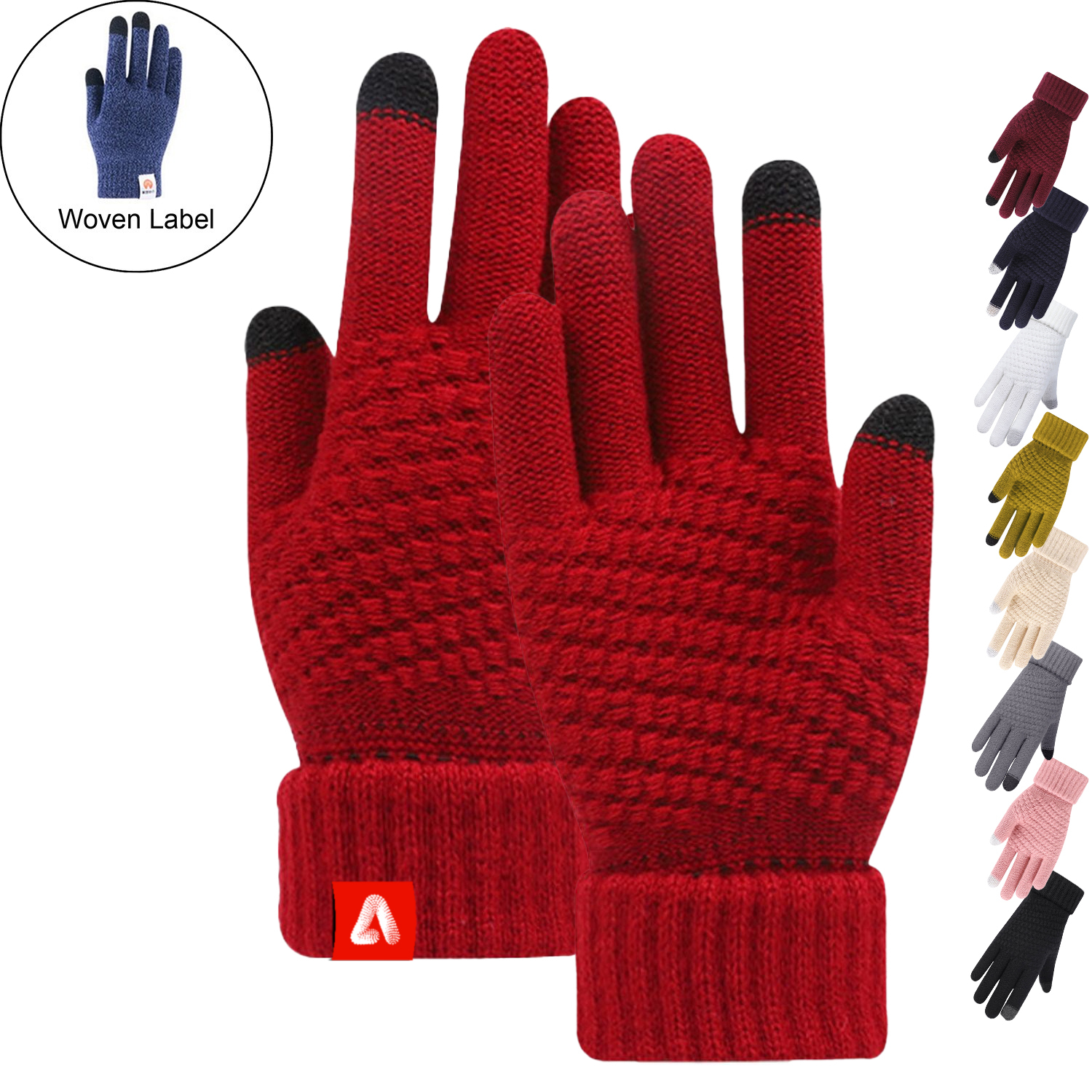 Thick Adult Female Gloves w/ 2 Finger Touch