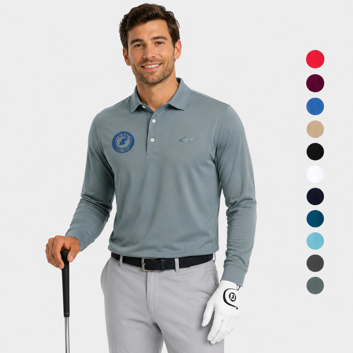 Gregnorman® Long Sleeve Pique UPF 50+ Shark Polo