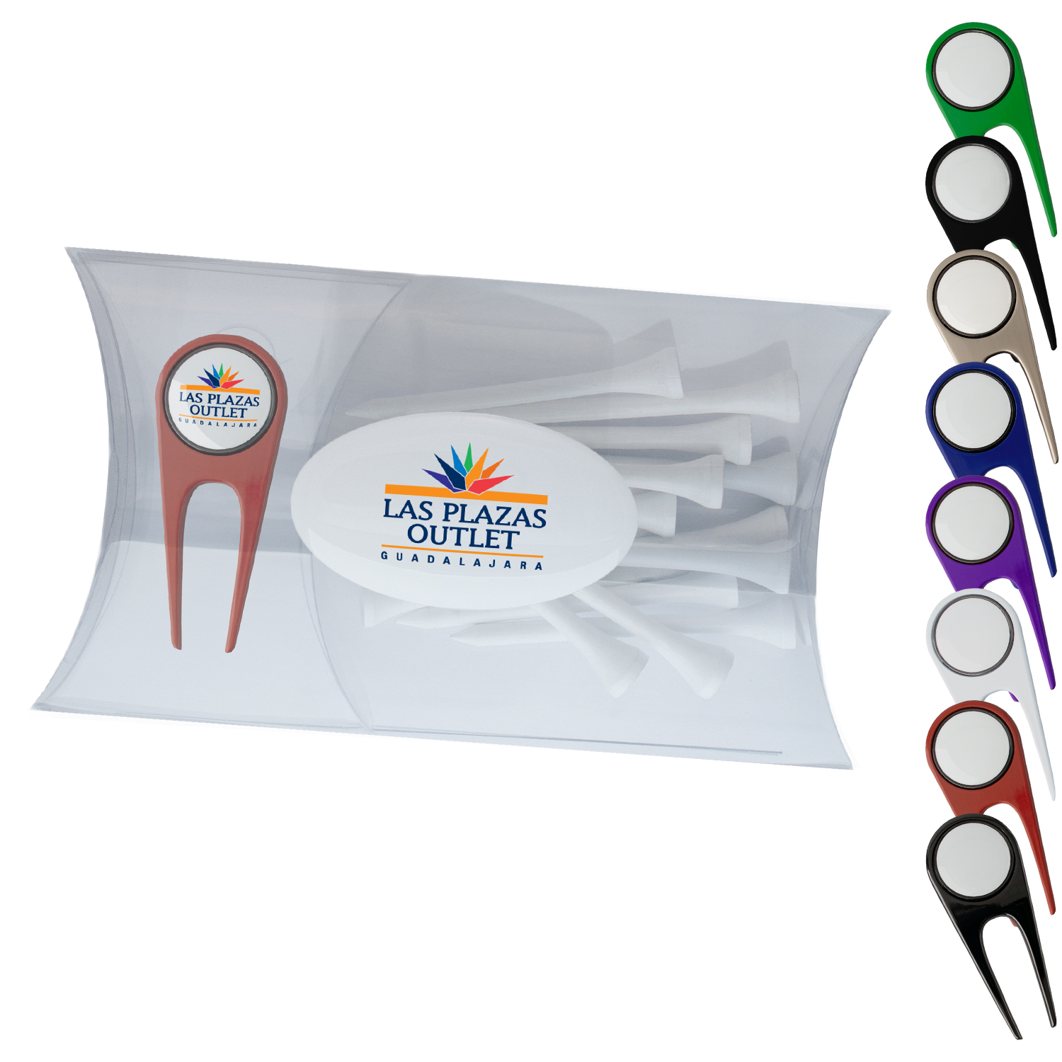 Clear Pillow Pack Golf Gift Set - Divot Tool & Tees