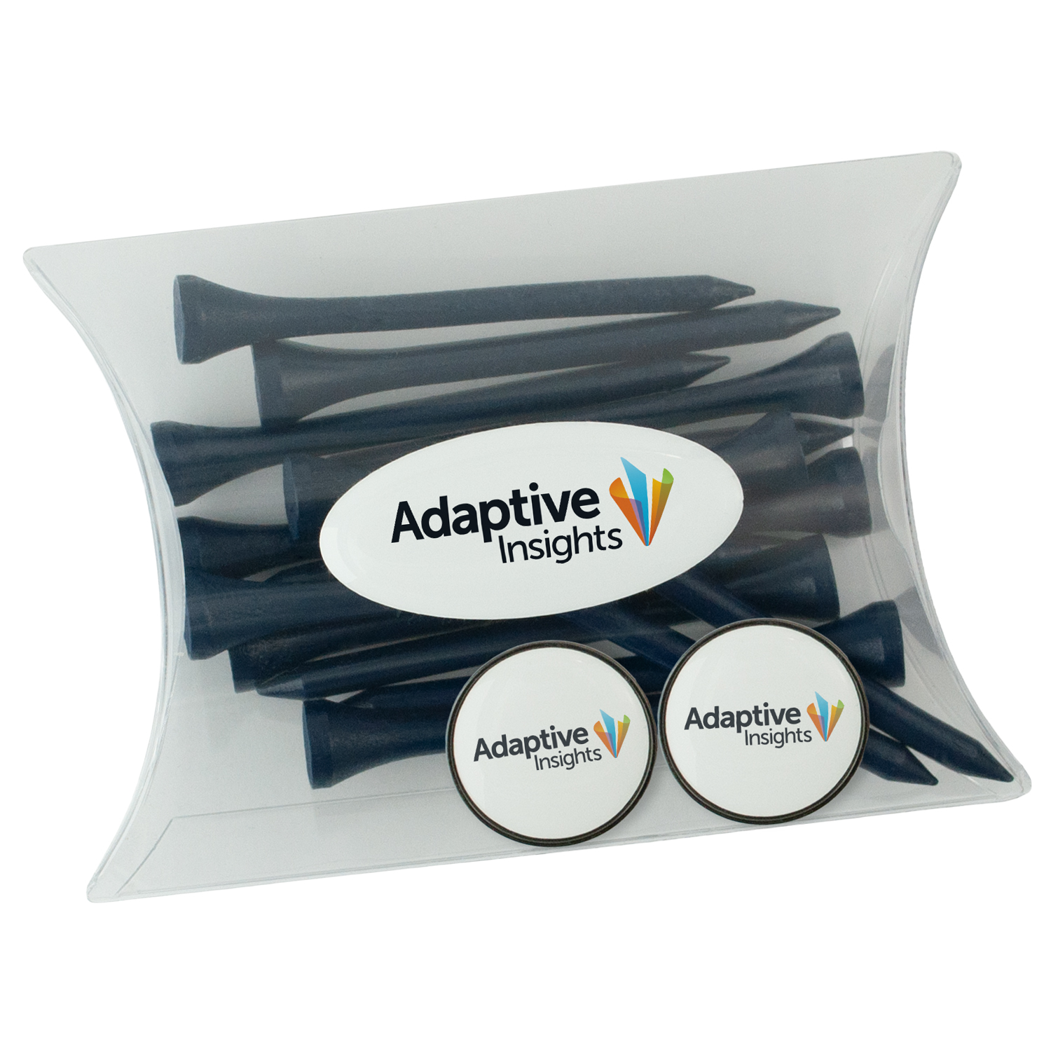 Clear Pillow Pack Golf Gift Set - 2 Ball Marker & Tees