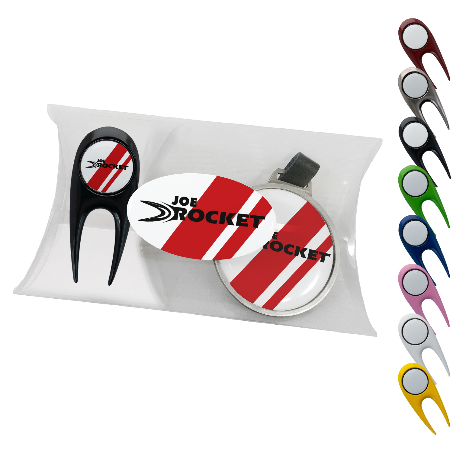Clear Pillow Pack Golf Gift Set - Divot Tool & Bag Tag