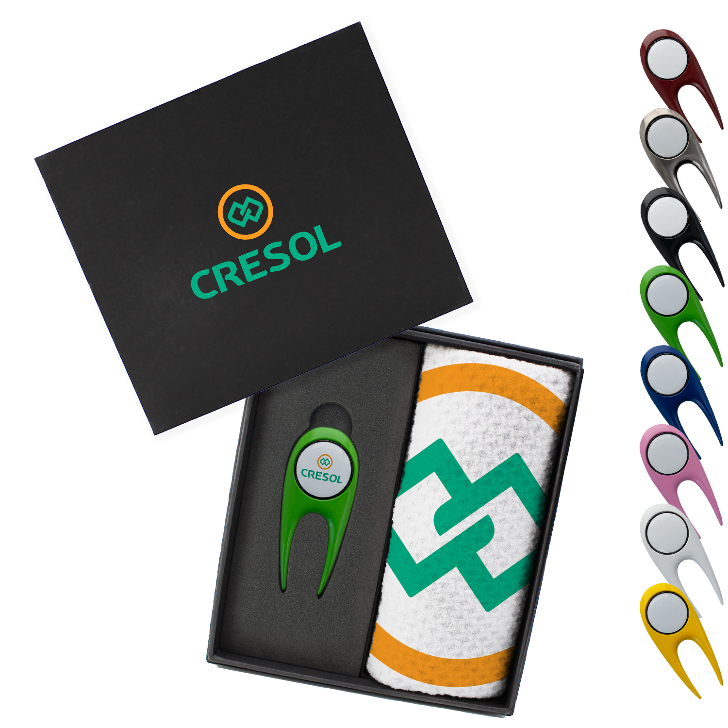 Full Color Dormie Towel Gift Box with Divot Tool