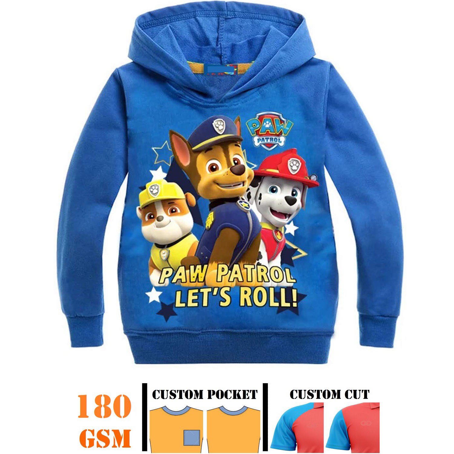 Youth 180GSM Poly-Cotton long sleeve hooded T-shirt, breathable