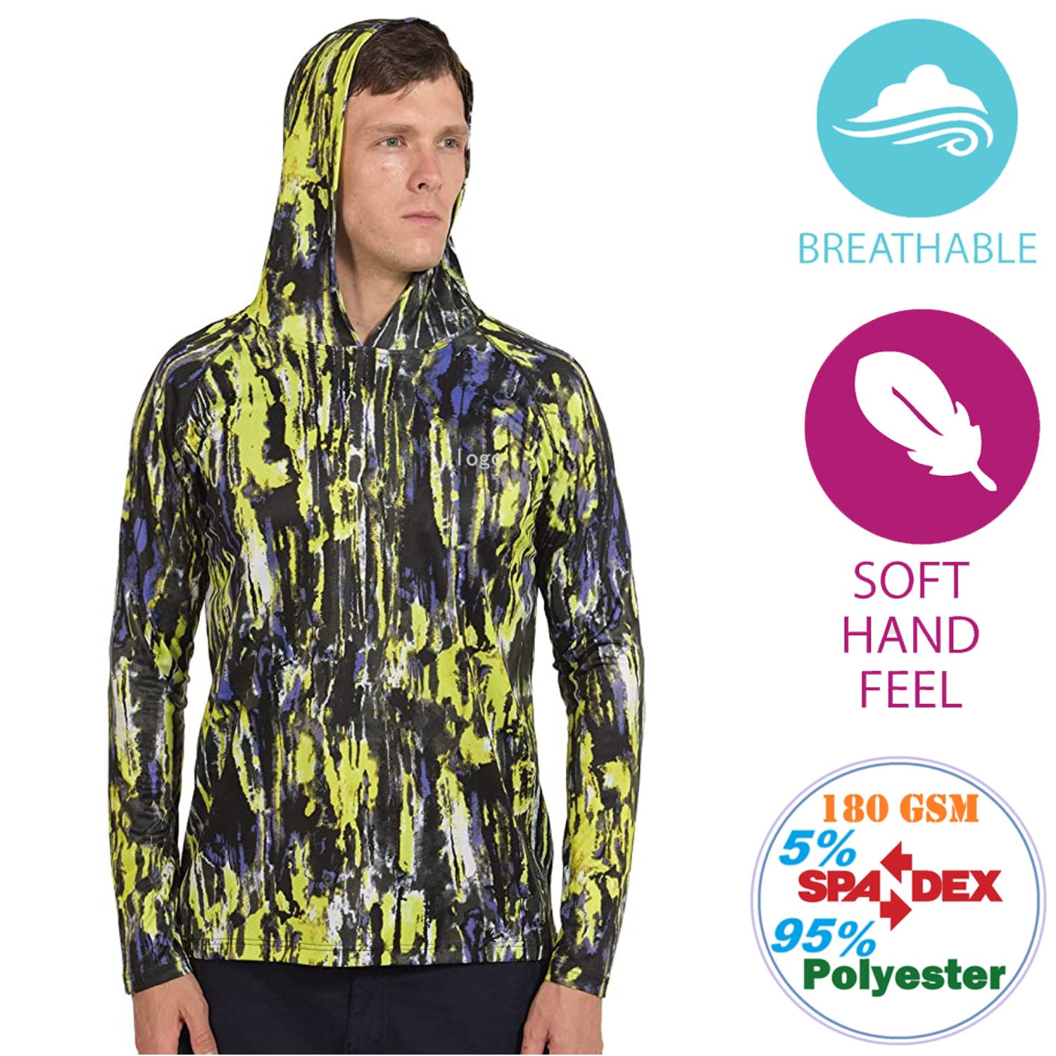 Men's 180 GSM Poly Cotton Feel Long Sleeve T-shirt w/ Hoodie