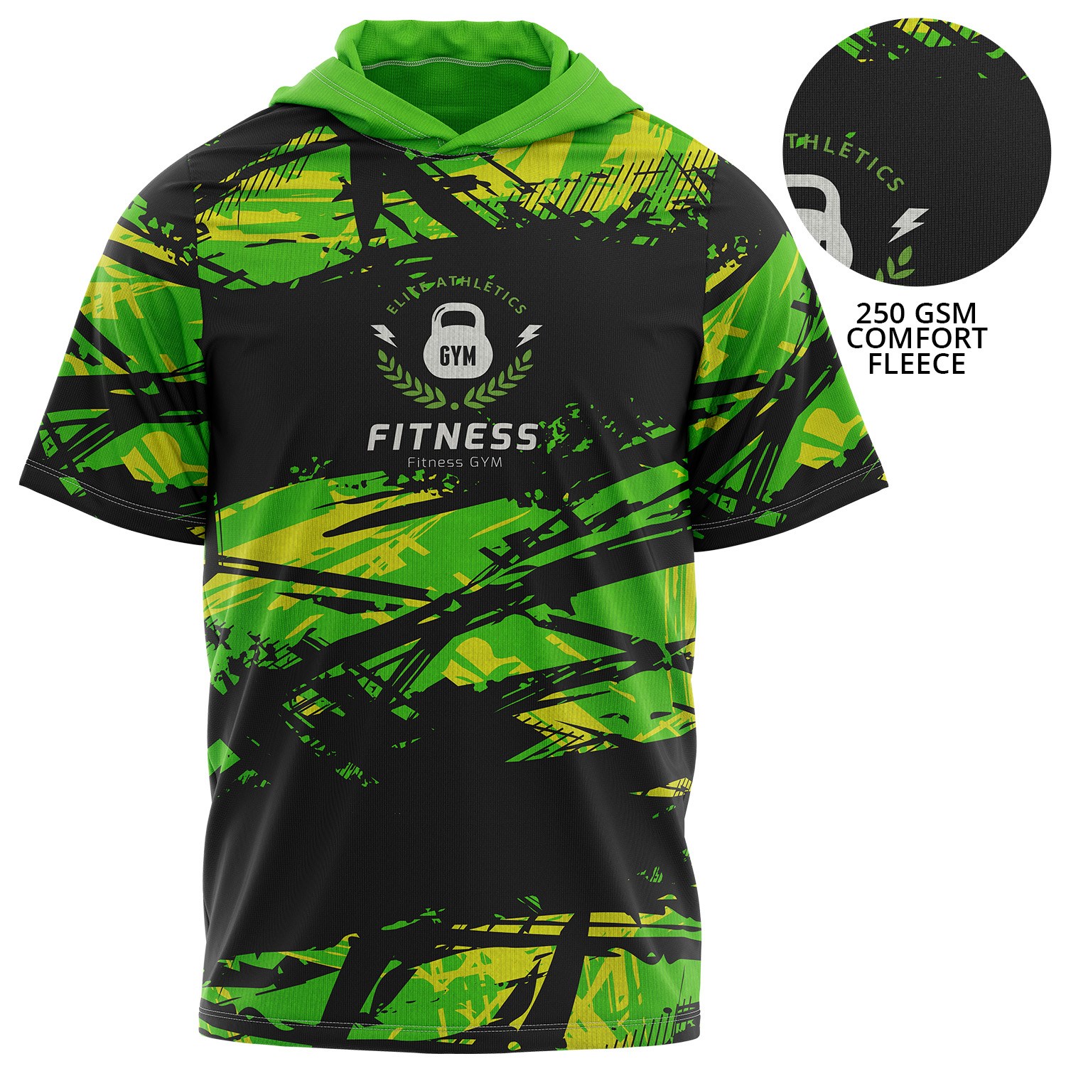 Unisex 250 GSM Comfort Fleece Sublimated Short Sleeve Pullover Hoodies