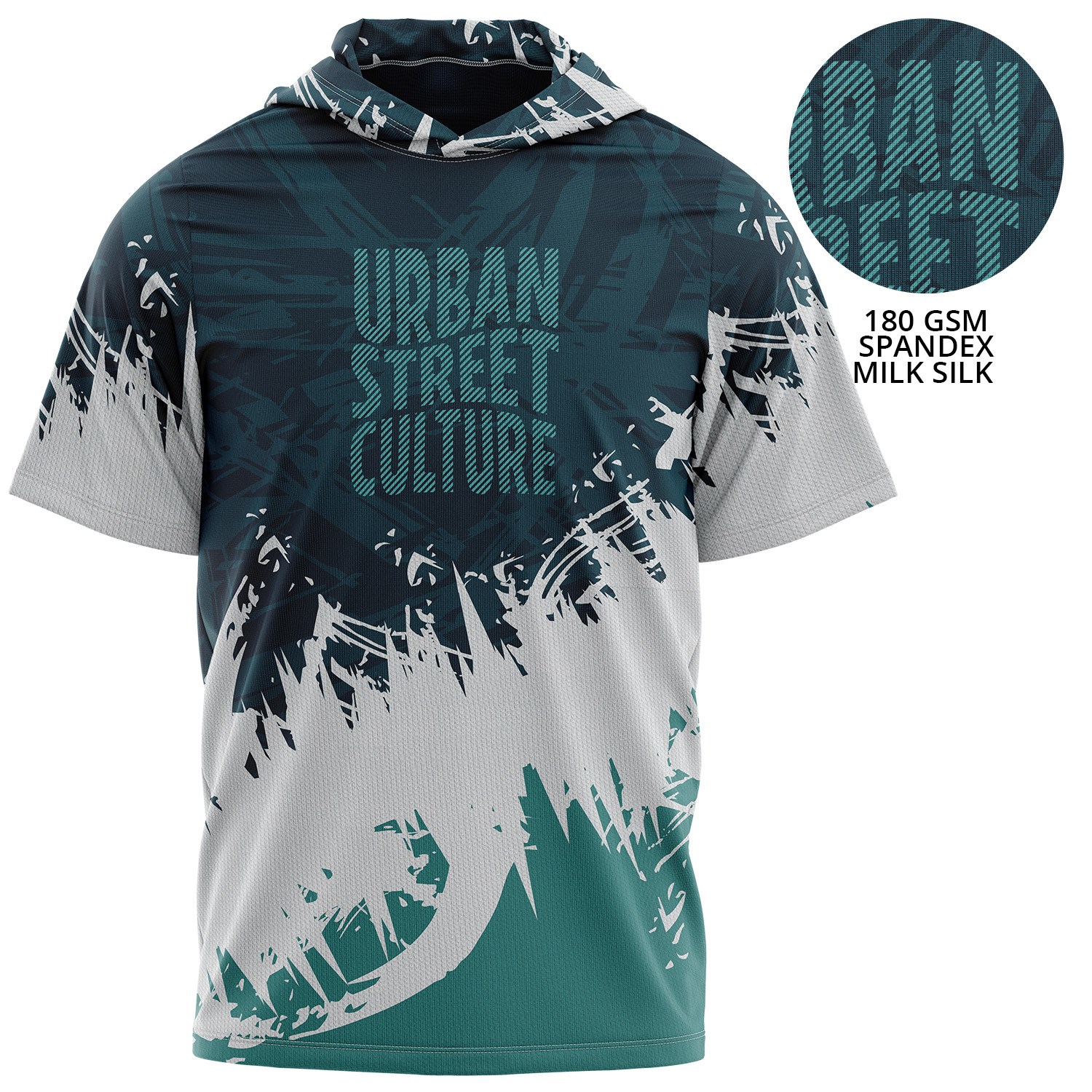 Unisex 180 GSM Spandex Milk Silk Sublimation Hooded T-shirt
