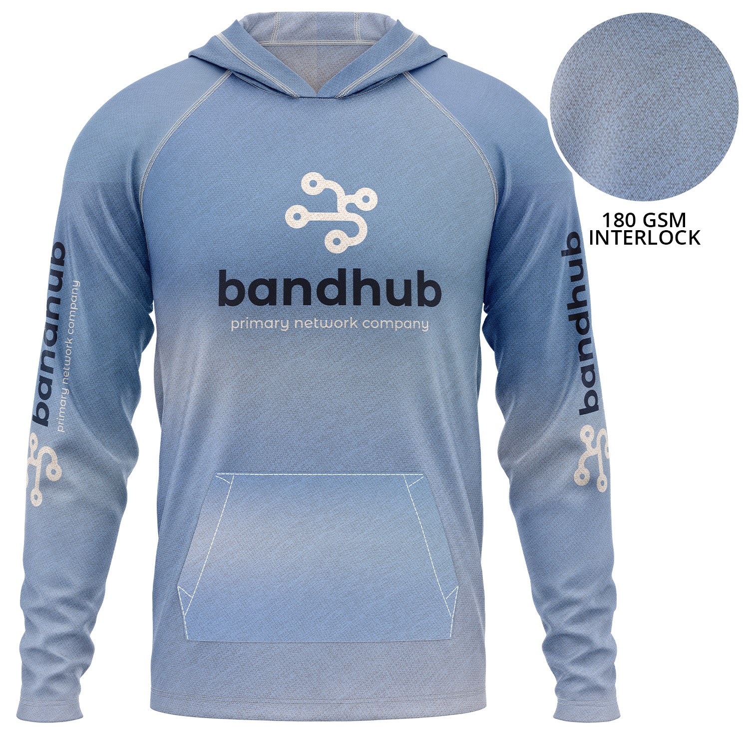 Unisex 180 GSM Poly Interlock Pullover Sublimation Hoodie w/ Kangaroo Pocket