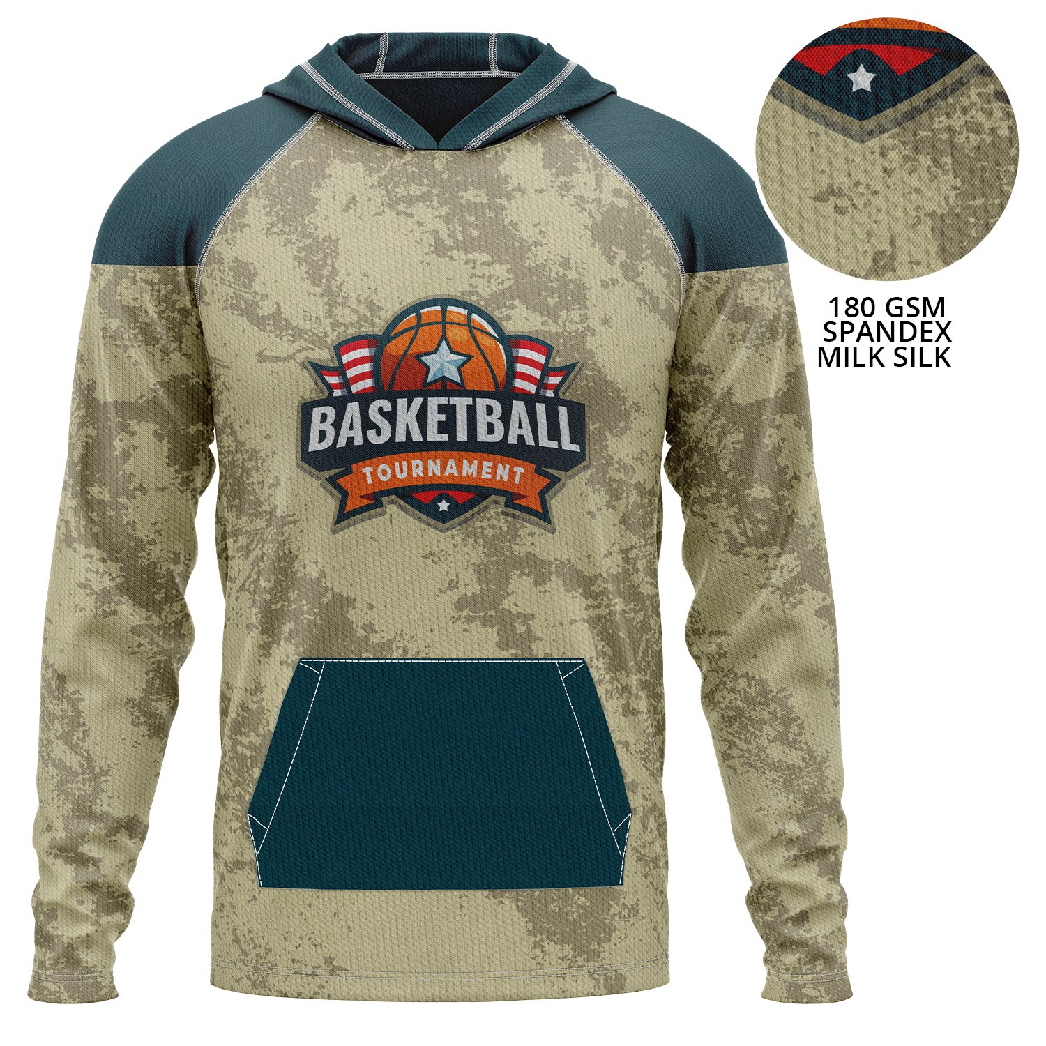 Unisex 180 GSM Spandex Milk Silk Pullover Sublimation Lightweight Hoodie w/ Kangaroo Pockets