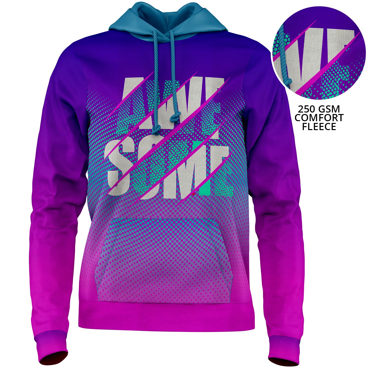 Women's 250 GSM lightweight Comfort Fleece Full Color Hoodie with Kangaroo Pockets