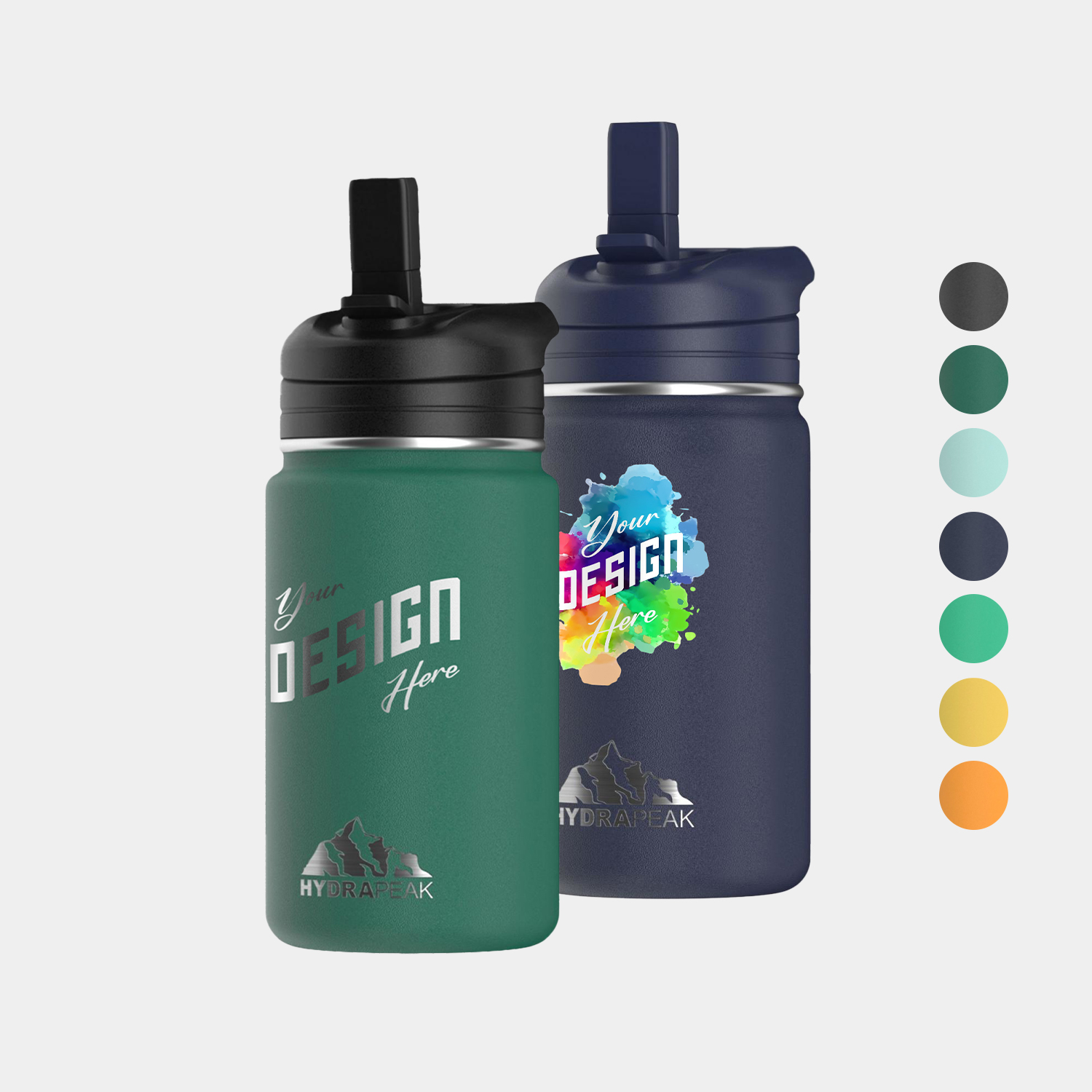 14 oz Hydrapeak® Stainless Steel Insulated Mini Water Bottle w/ Straw Lid