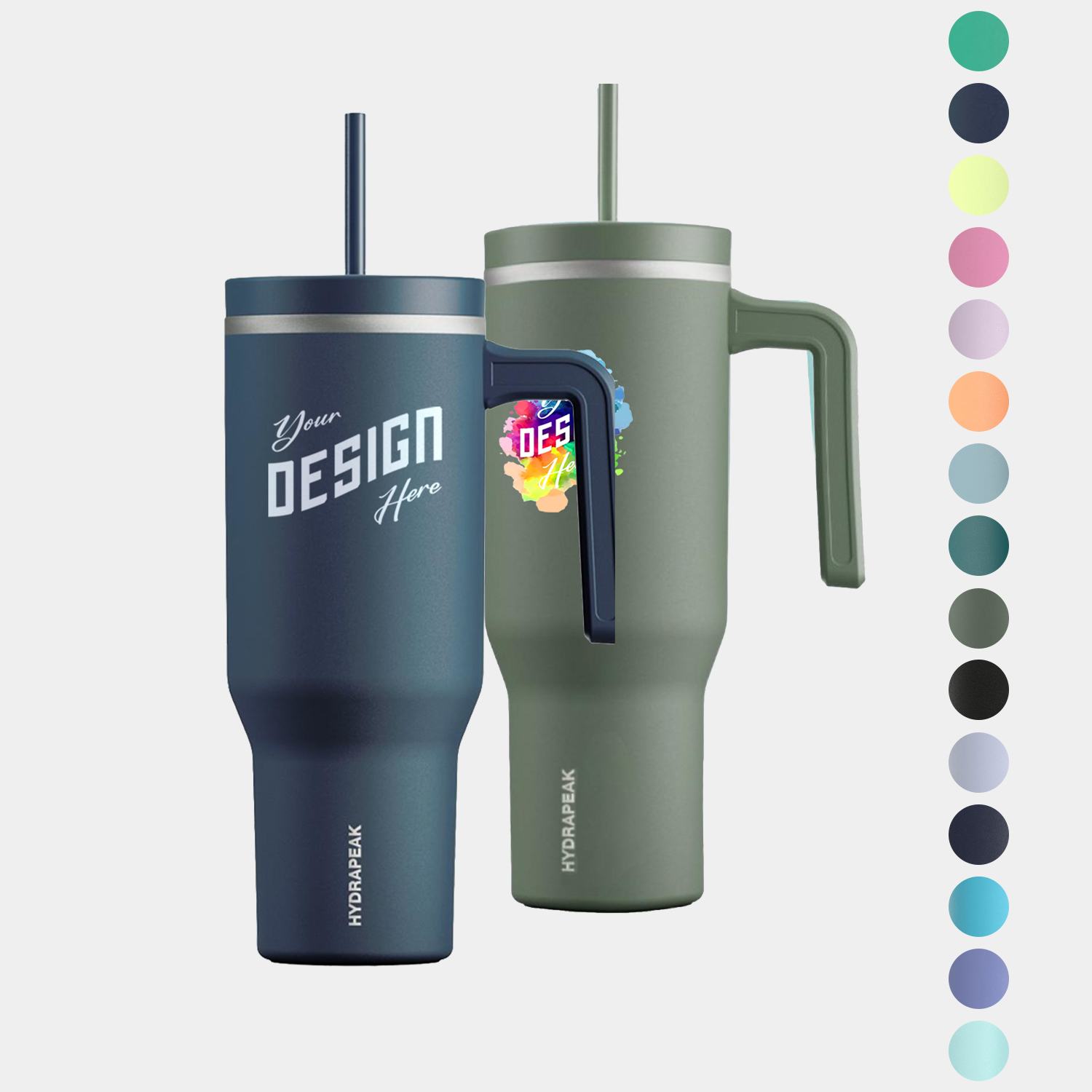 40 oz Hydrapeak® Stainless Steel Insulated Voyager Tumbler With Handle and Straw Lid