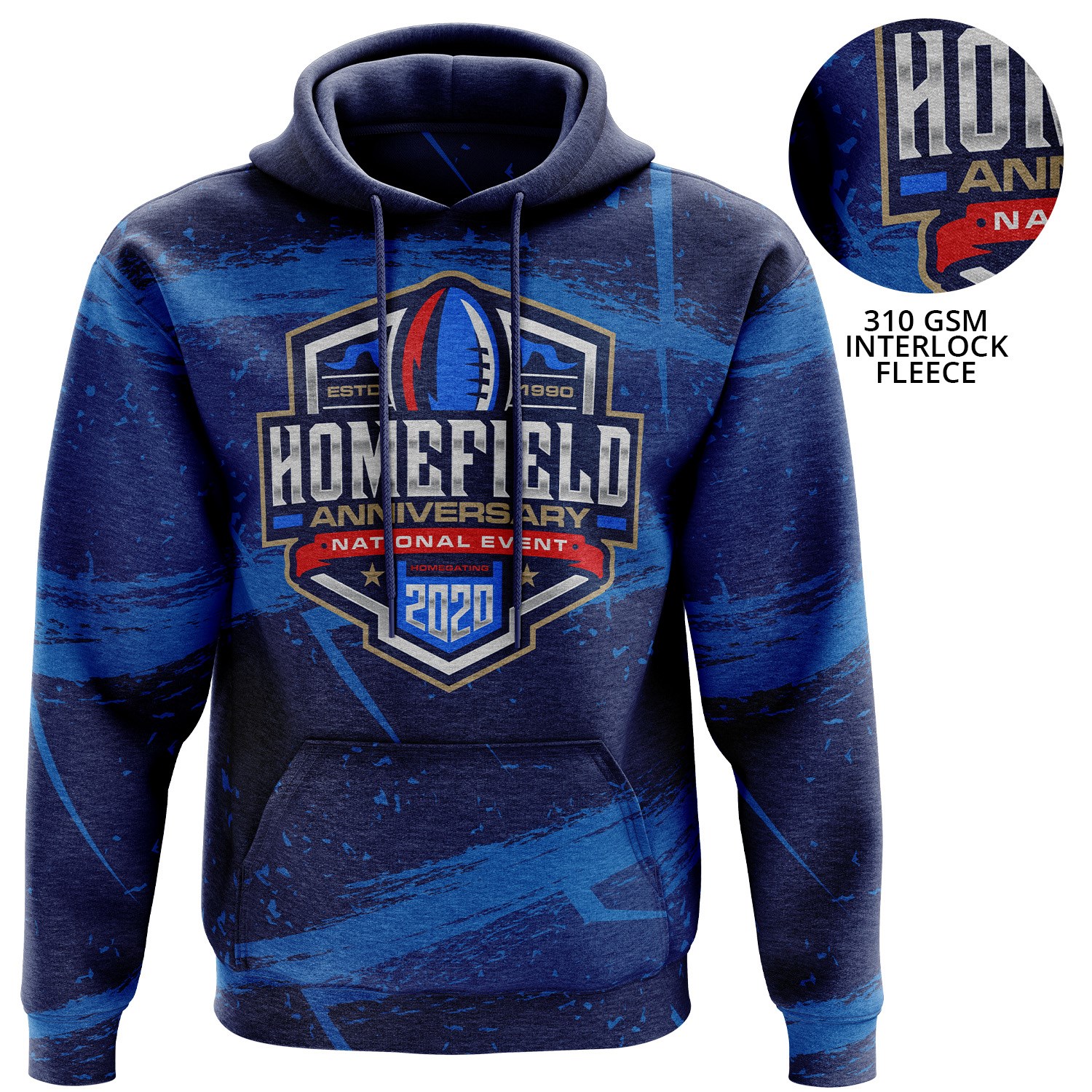 Youth 310 GSM Interlock Fleece Sublimation Pullover Hoodies w/  Kangaroo Pocket