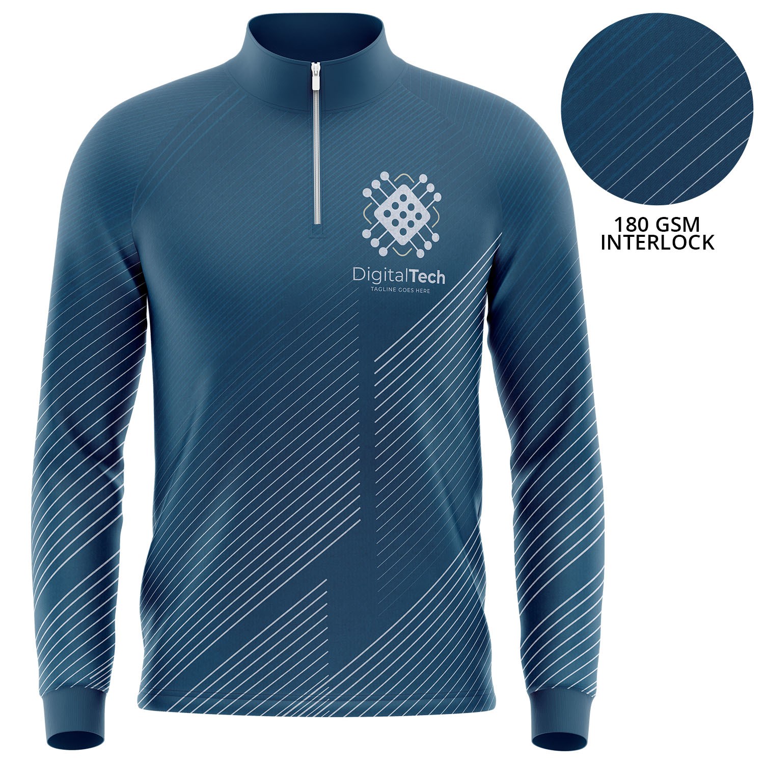 Unisex 180 GSM Poly Interlock Sublimation Quarter Zipper Sweatshirt