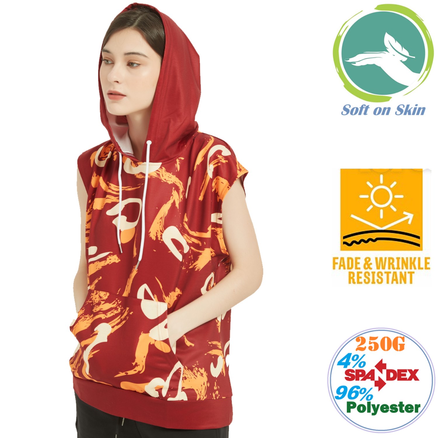 Unisex 250 GSM Comfort Fleece Sleeveless Pullover Hoodies