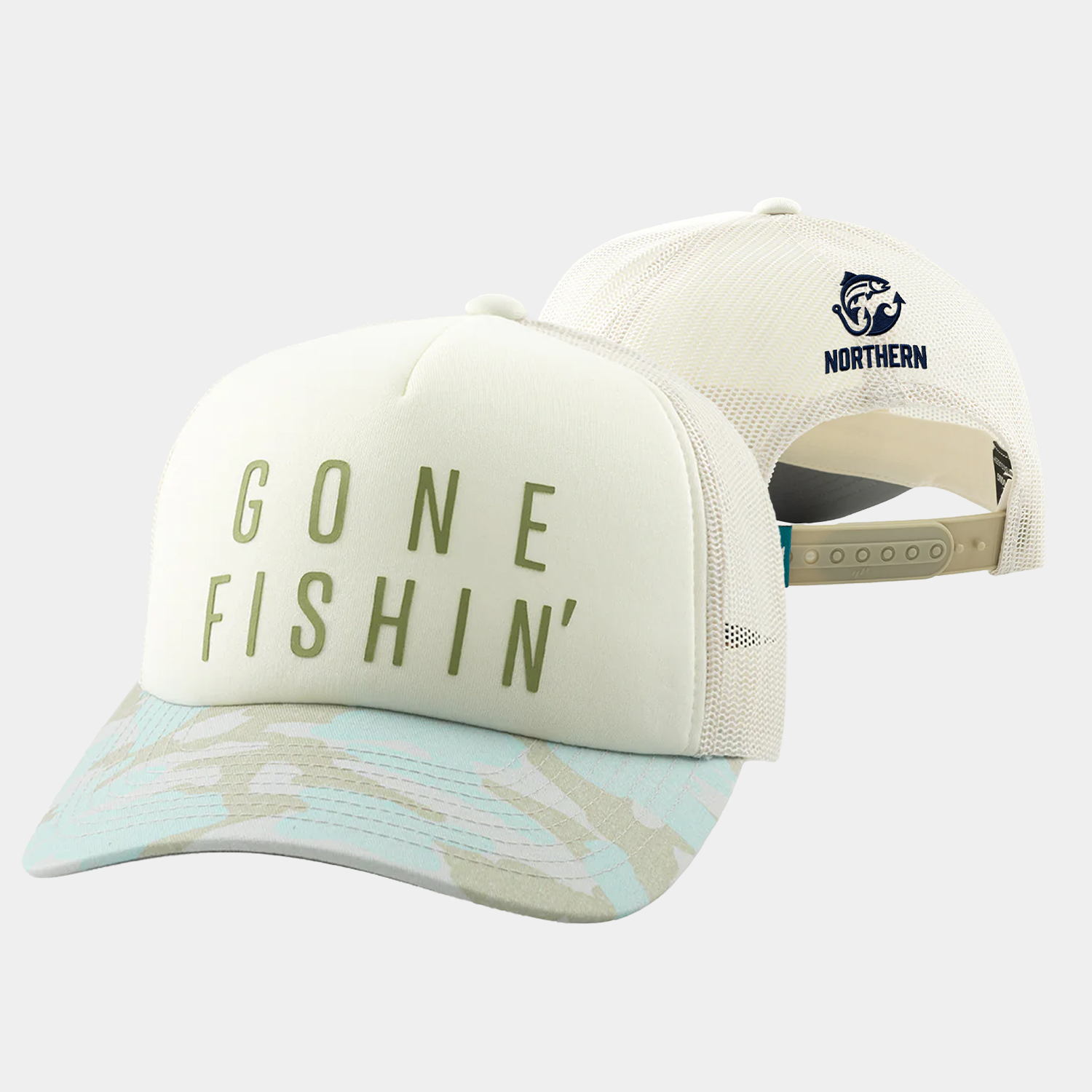 HUK® 'Gone Fishin’ Graphic All Day Trucker Hat with Custom Logo
