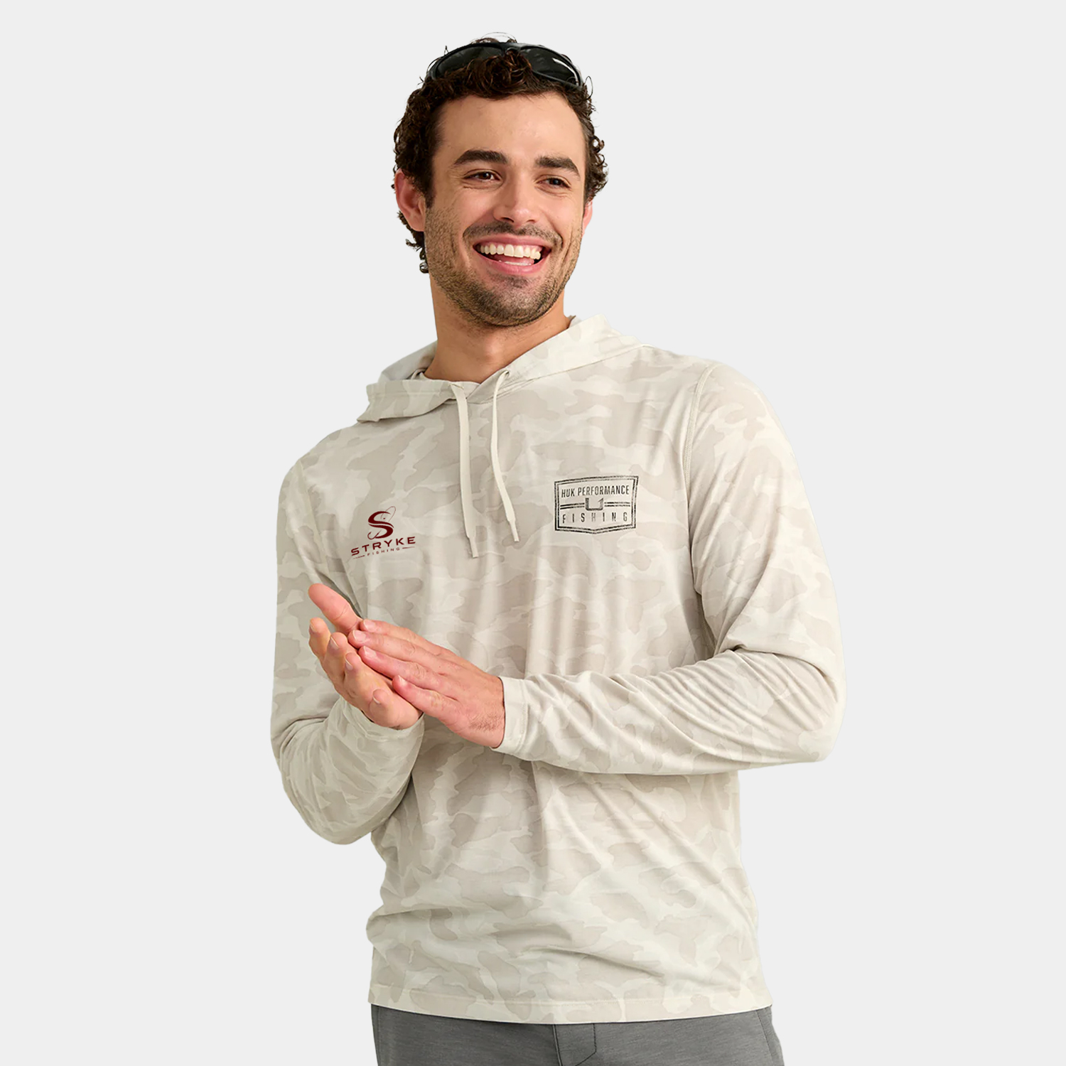 Huk® Men's UPF 50+ Raglan Printed Hooded T-shirt with Custom Logo