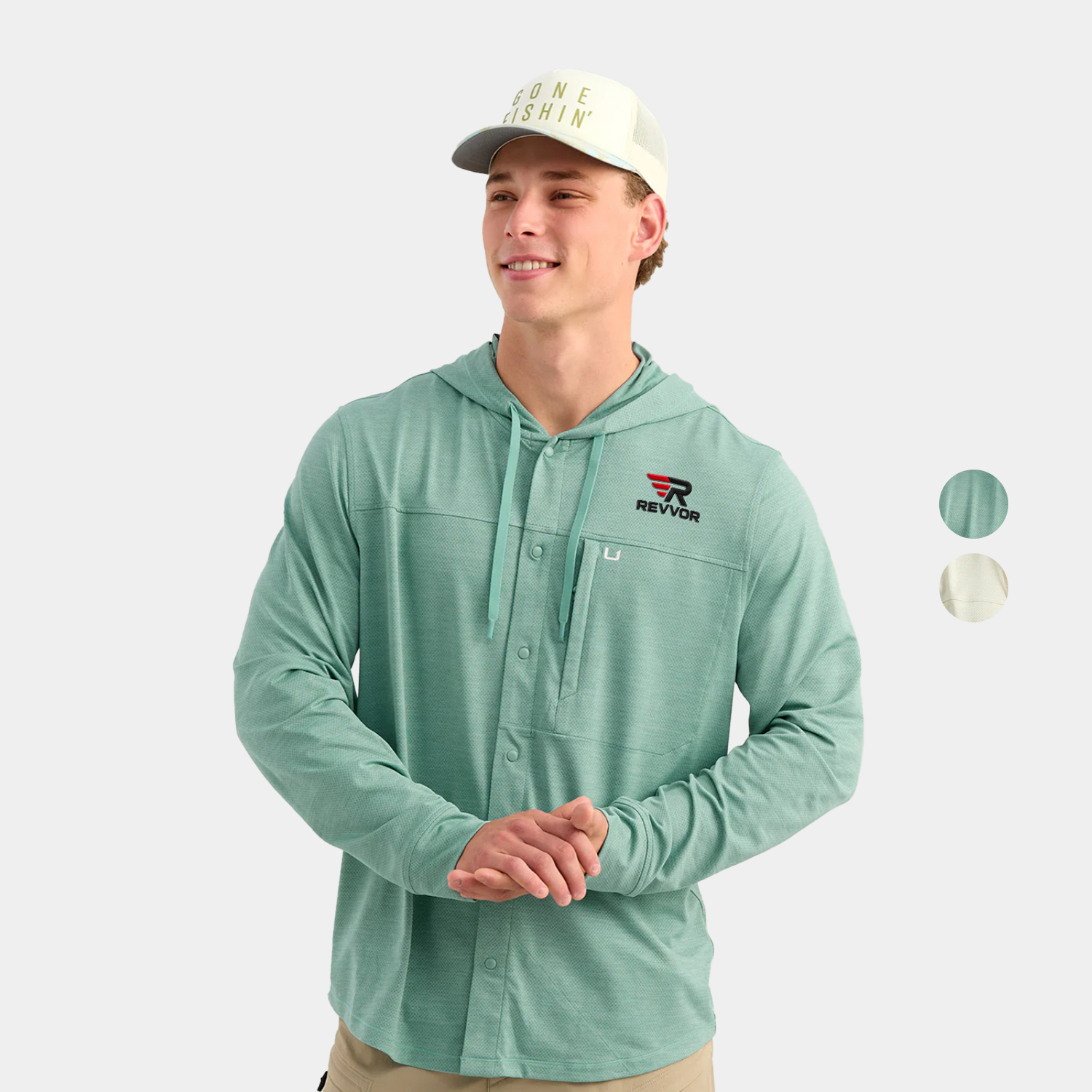 Huk® Men’s Quick-Dry Fishing Hooded Shirt with Custom Logo