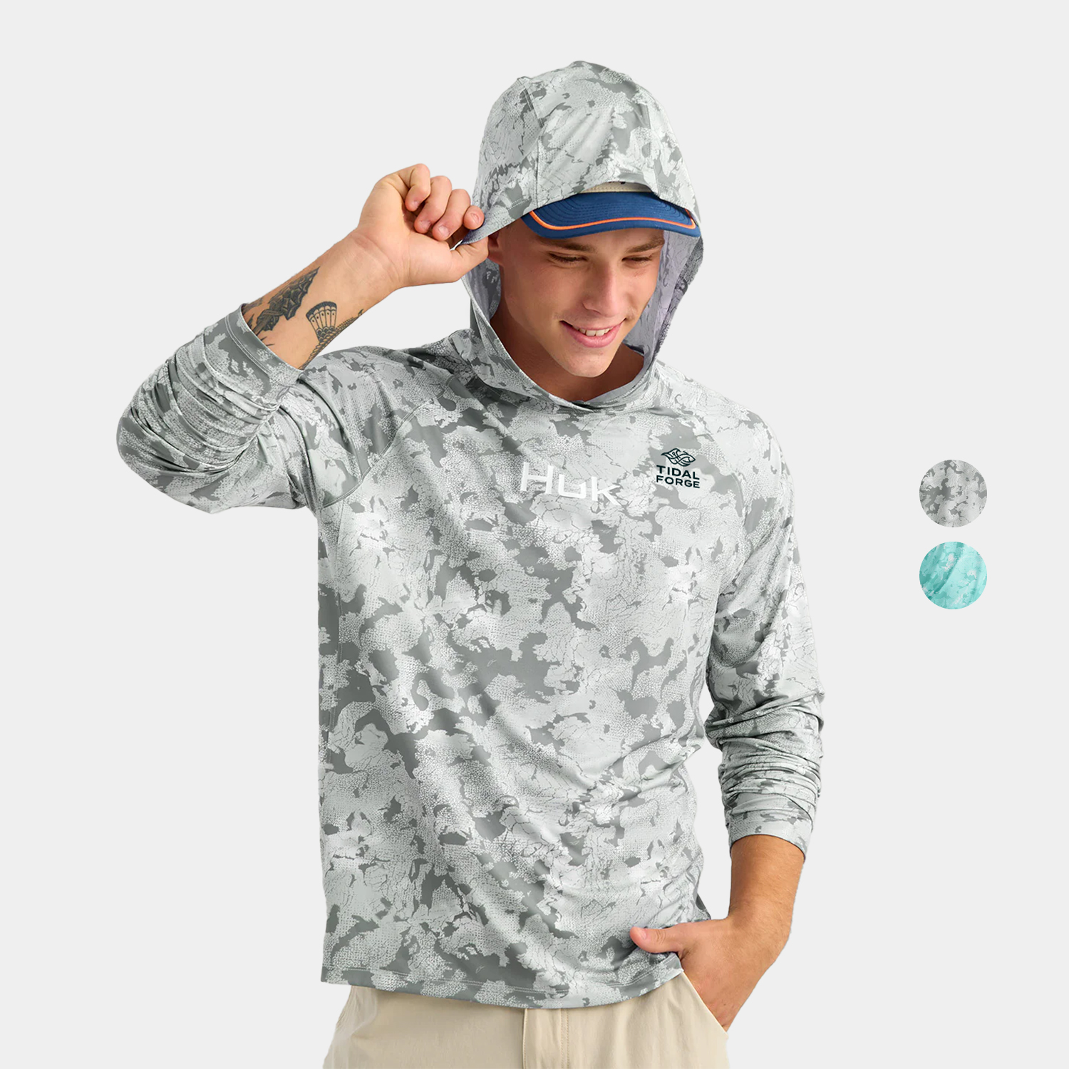 Huk® Men’s Ultra-Light Printed Fishing Hoodie with Custom Logo