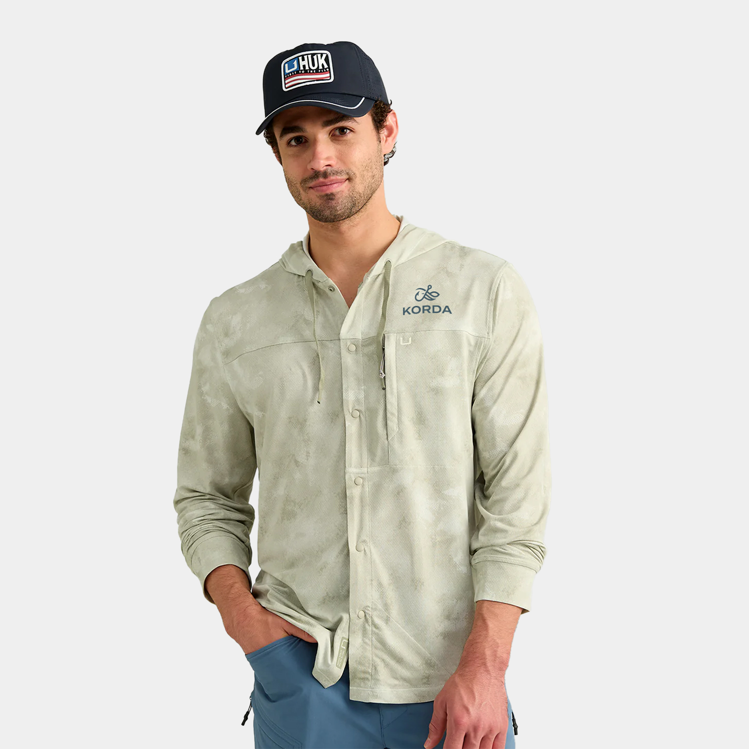 Huk® Men’s Quick-Dry Printed Fishing Hooded Shirt with Custom Logo