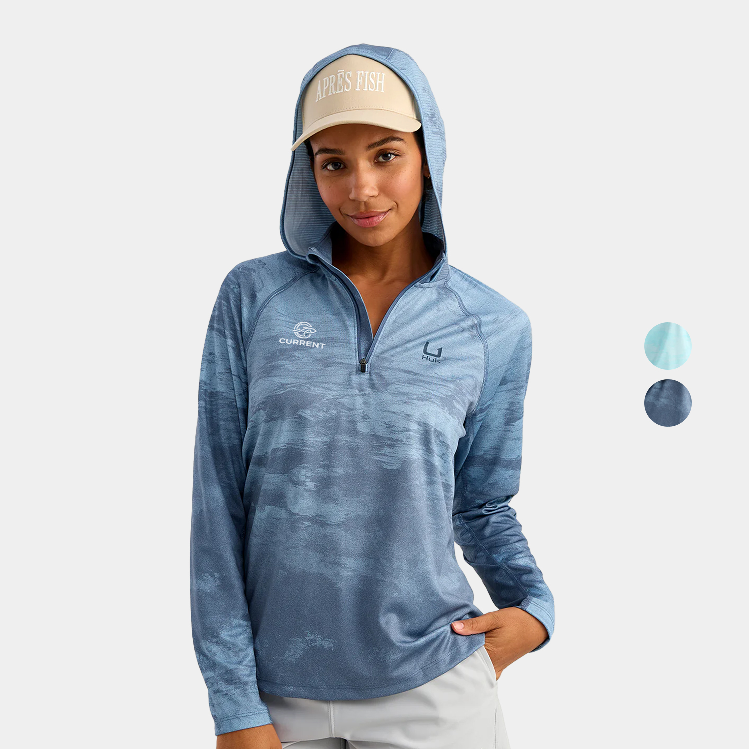 Huk® Women's UPF 50+ Quarter Zip Hoodie with Wicking Mesh and Custom Logo